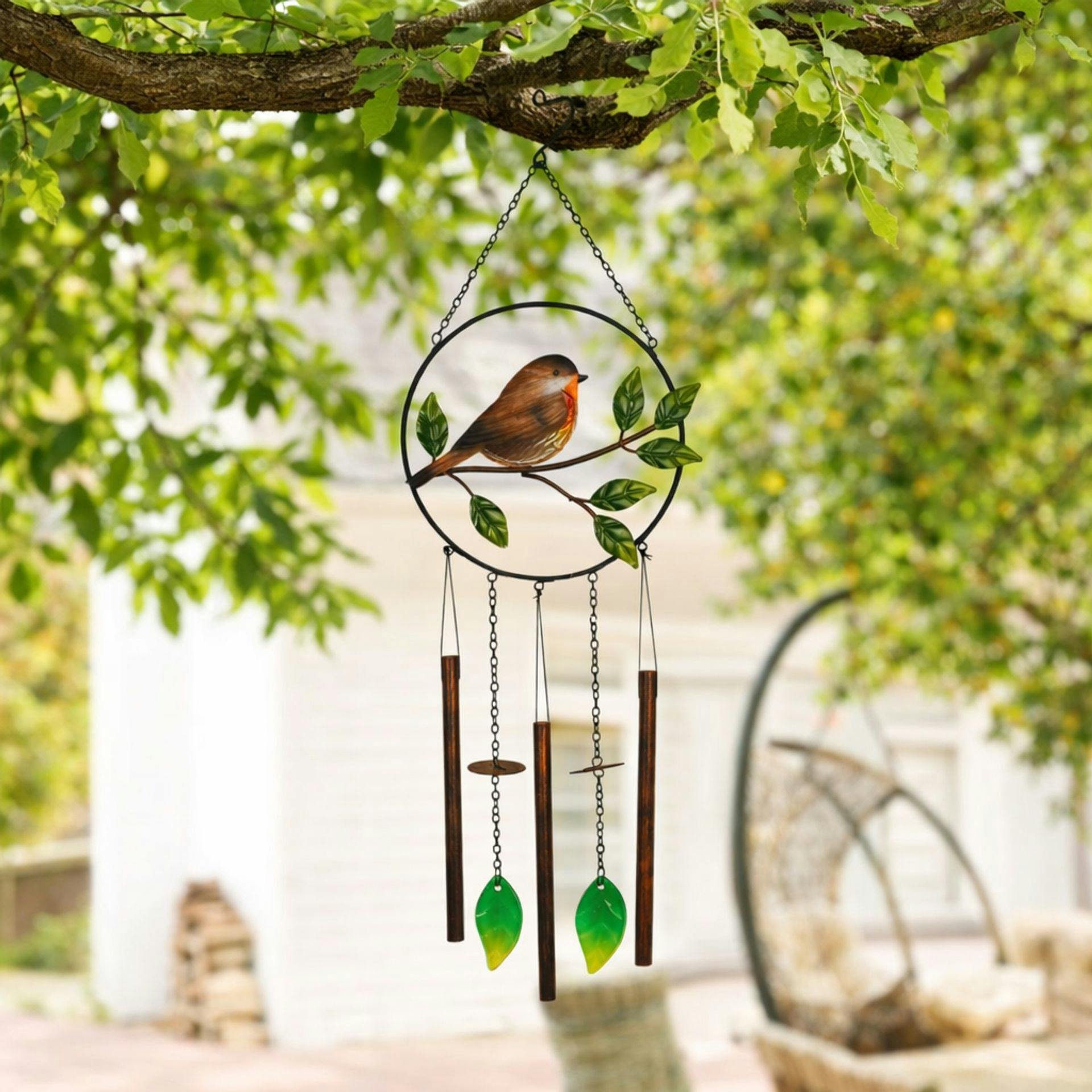 Rackhams Green/Brown Windchime - Robin