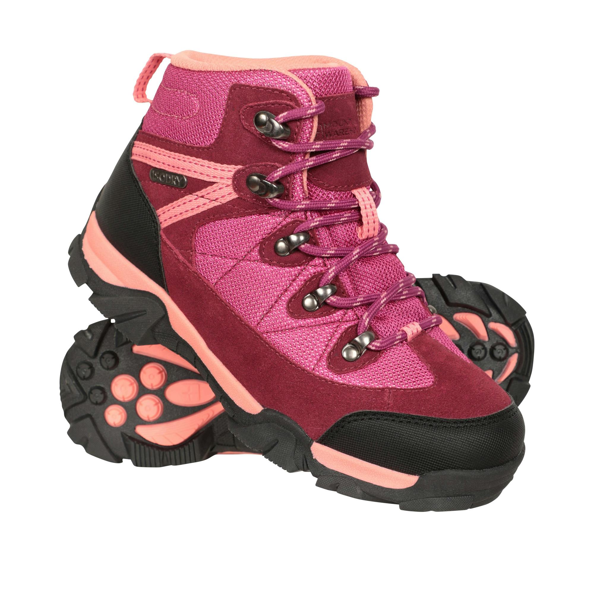 Mountain Warehouse Pink Kids Trail Suede Walking Boots - 13 Uk Child - 40% Ripstop/20% Suede/10% Rubber/10% Phylon/10% Eva/10% Mesh