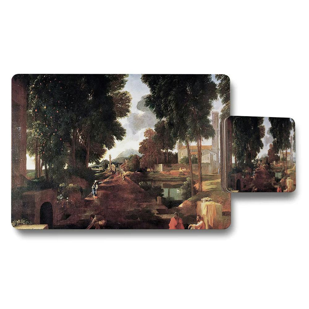 Rackhams Vintage Landscape Placemats And Coaster Set With Garden Scene