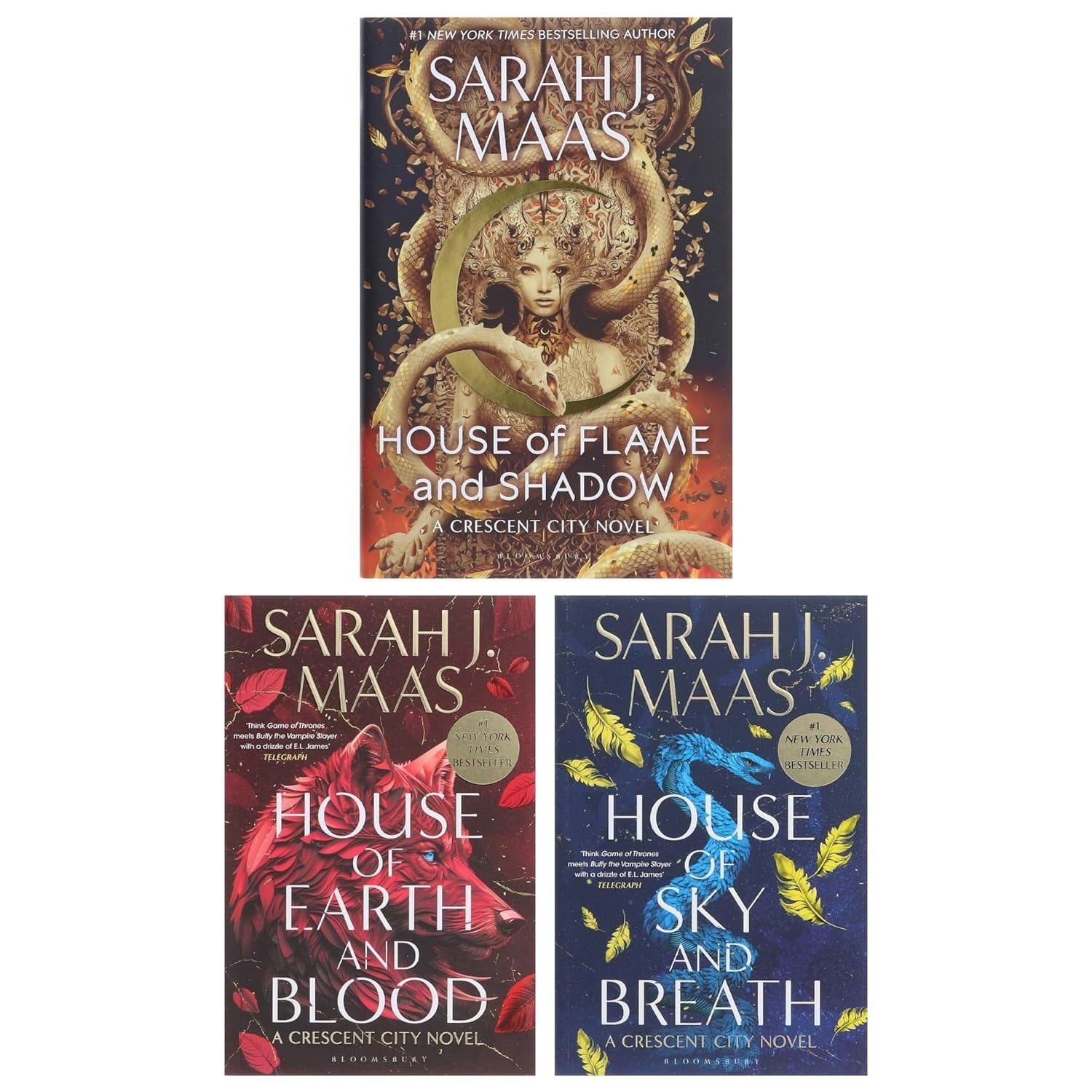 Various Publishers Crescent City Series 3 Books Collection Set By Sarah J. Maas (House Of Earth And Blood, House Of Flame And Shadow & House Of Sky And Breath)