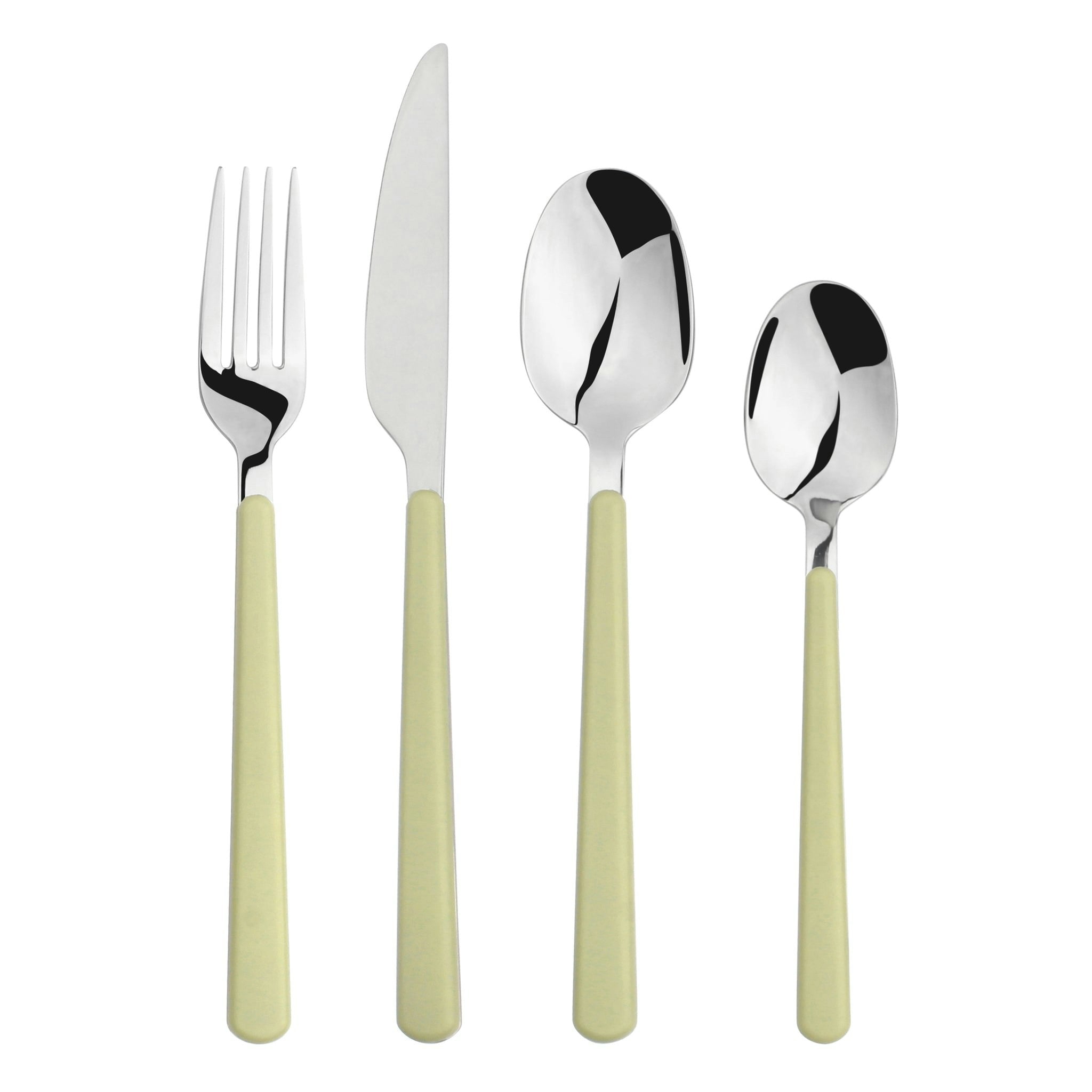 Rackhams Green Cutlery Sets Stainless Steel 24Pc Set Olive Handle - Stainless Steel/Abs