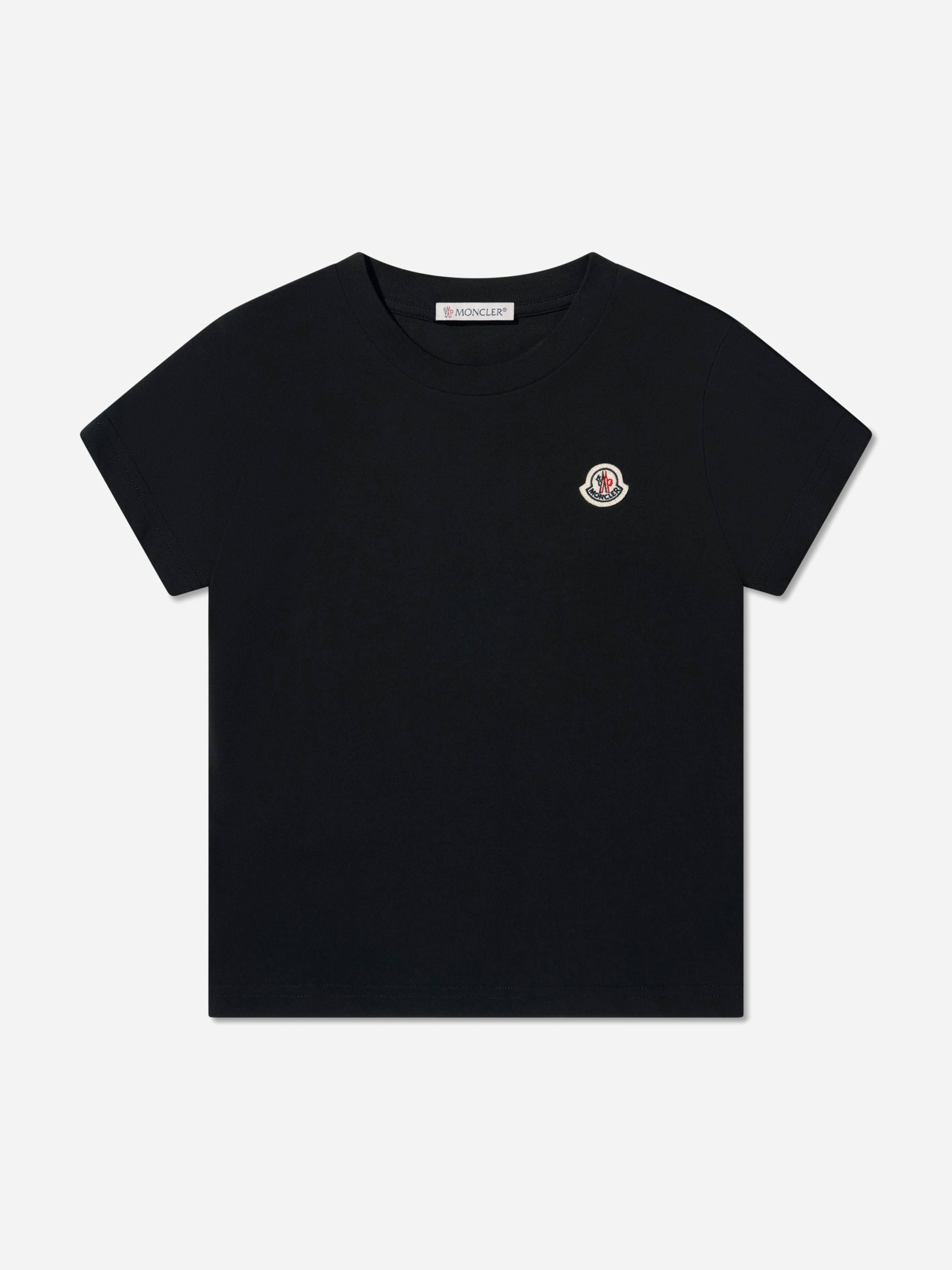 Moncler Enfant Boys Black Logo T-Shirt In - 8 Yrs