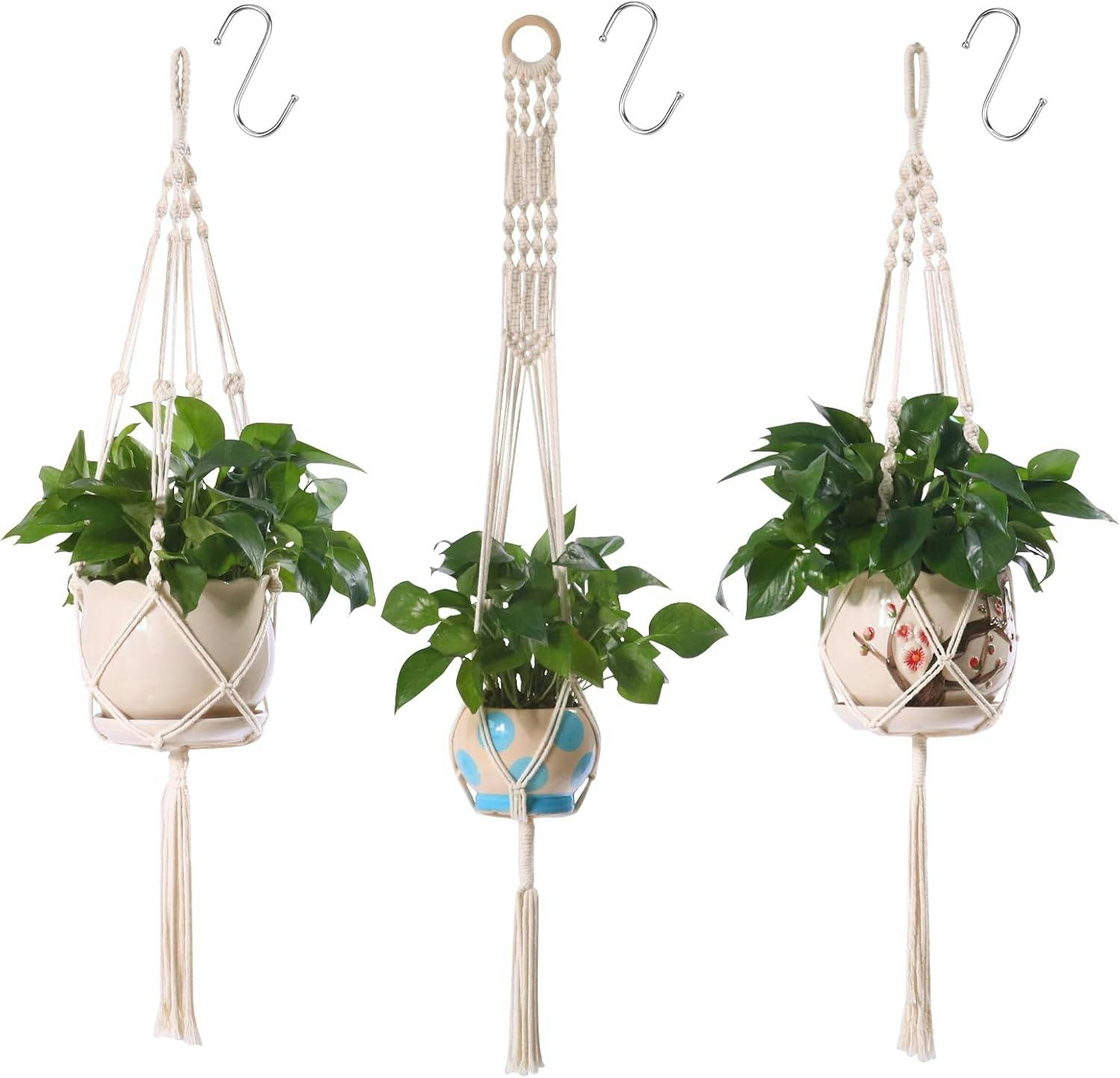 Deao Toys 3 Pack Hanging Basket Indoor Outdoor Hanging Plant Basket With 3 Hooks