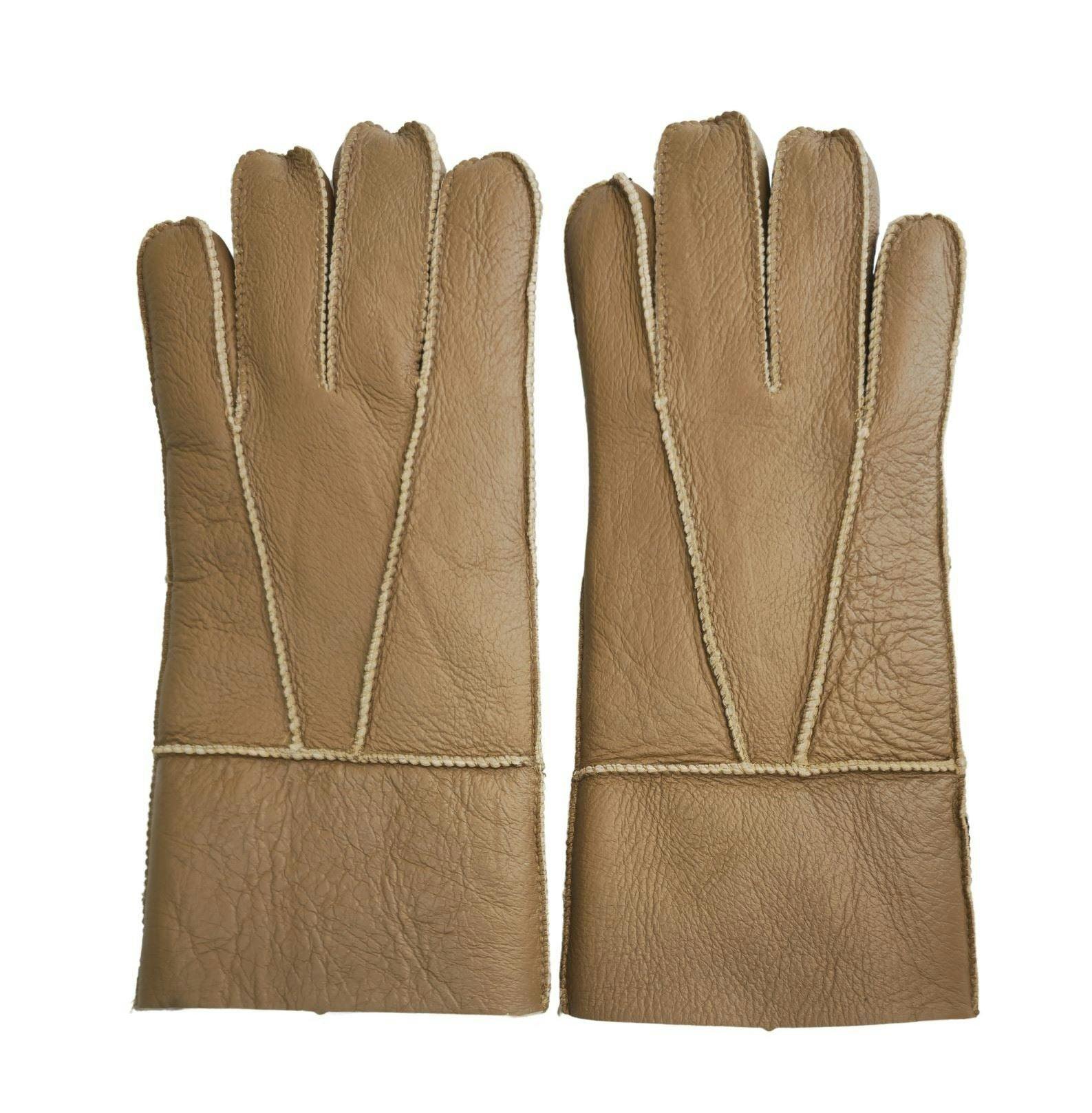Infinity Leather Unisex Sheepskin Leather Gloves With Roll Up/Down Cuff - Tan - Xl