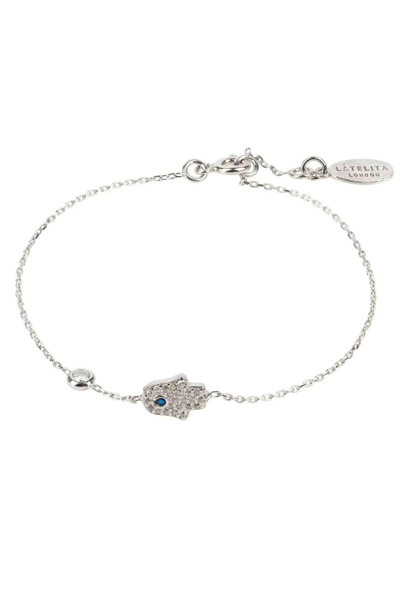 Latelita Silver Hamsa Hand Bracelet - One Size