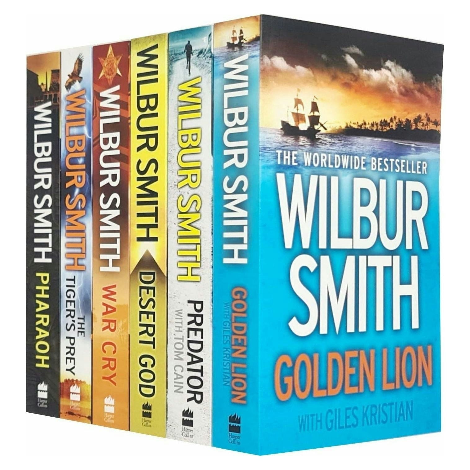 Harpercollins Golden Wilbur Smith 6 Books Set Lion, Predator, Desert God, War Cry, The Tigers Prey, Pharaoh