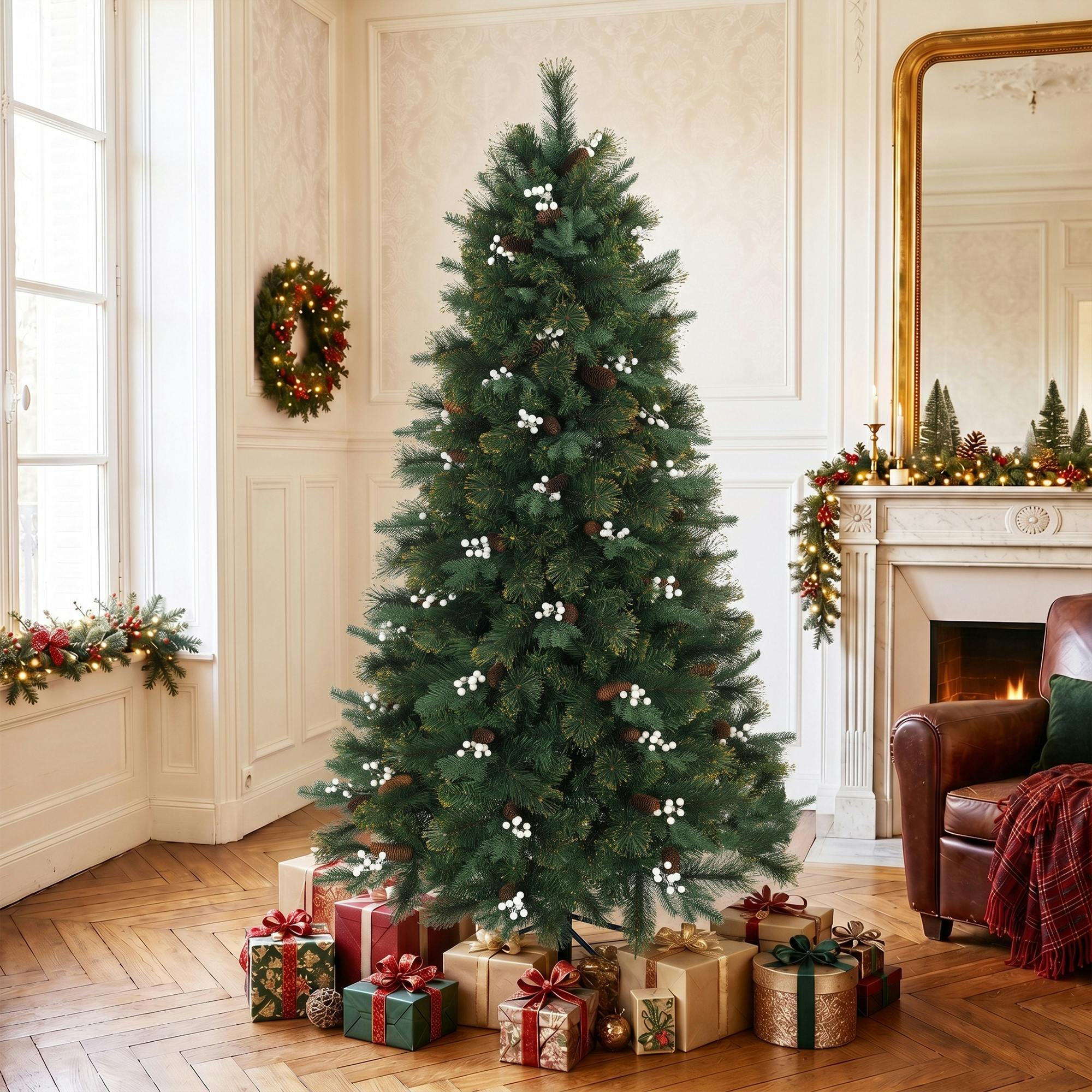 Rackhams White/Green Artificial Christmas Tree For Holiday Decor - 6Ft