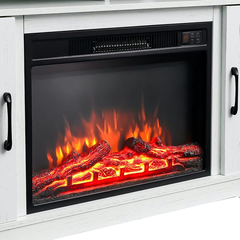 Rackhams White 38Cm W Freestanding Fireplaces Recessed Electric Fireplace Tv Stand - Metal, Glass