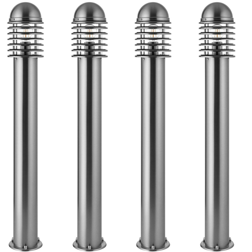 Rackhams Light Pack 1M Outdoor Post Bollard Polished Steel Vandal Proof Pathway Lamp Size 4