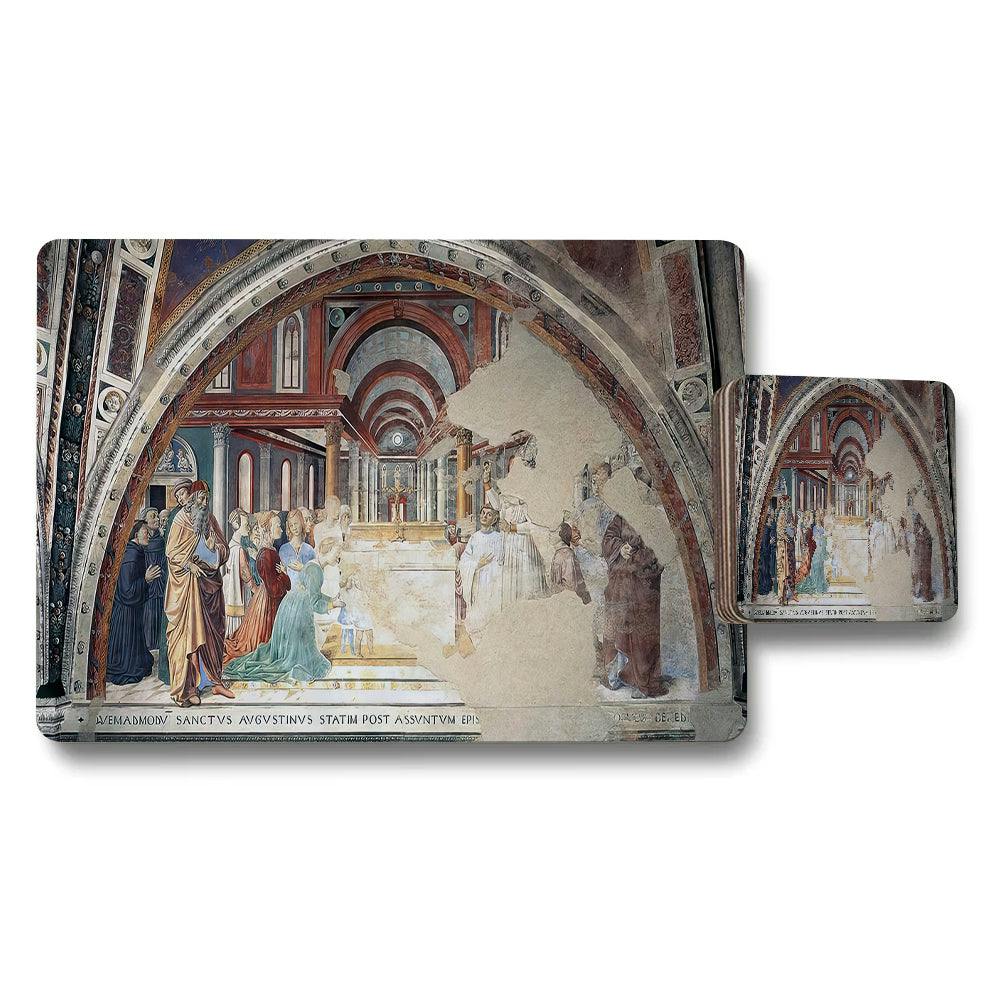 Rackhams Placemat Coaster Set With Historic Church Interior Fresco Artwork