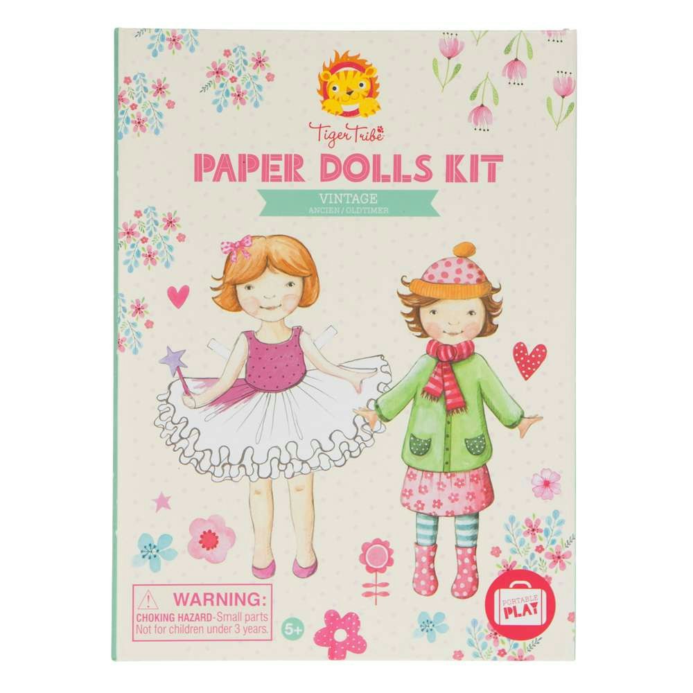 Tiger Tribe Black/White Paper Dolls Kit - Vintage