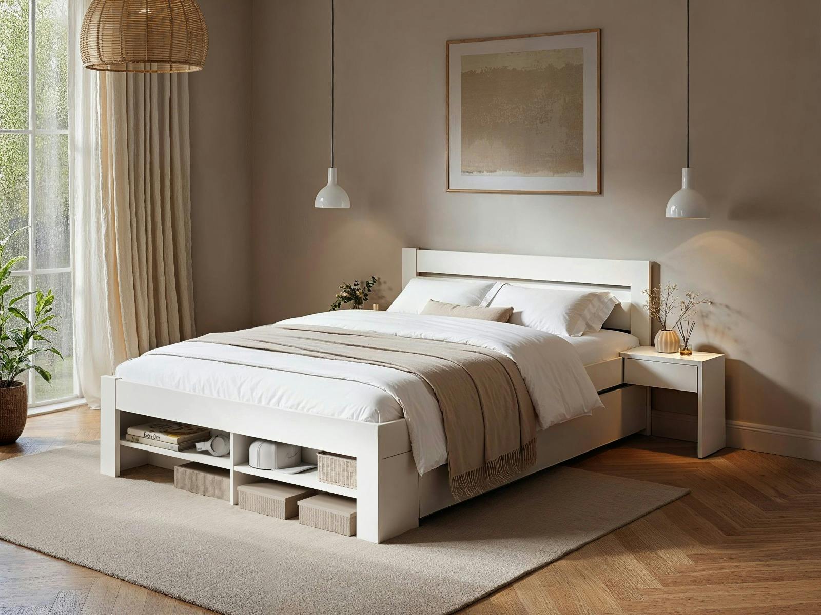 Noomi White Pradis Storage Bed - Double