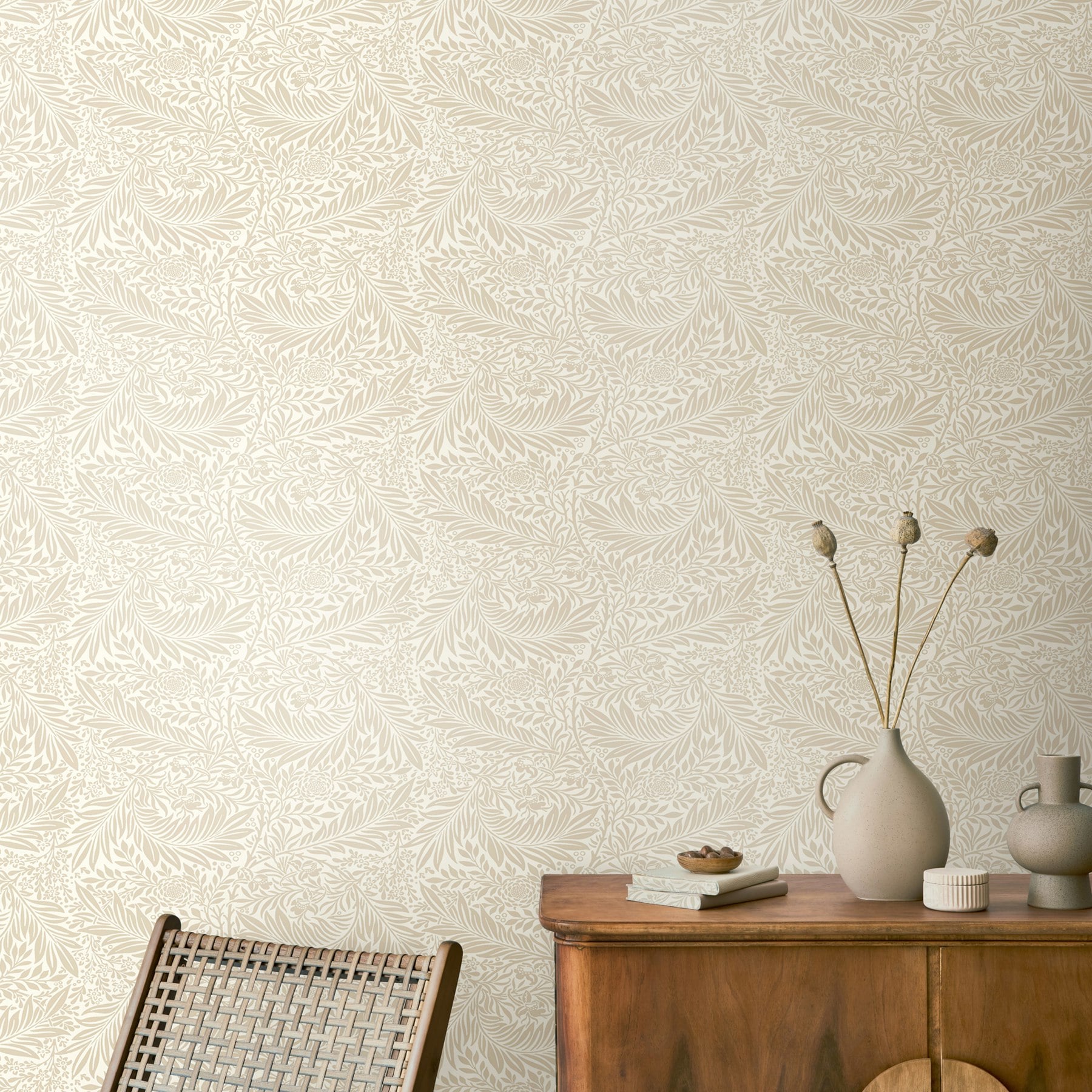 Rackhams Leaf Vine - Natural 10M Wallpaper