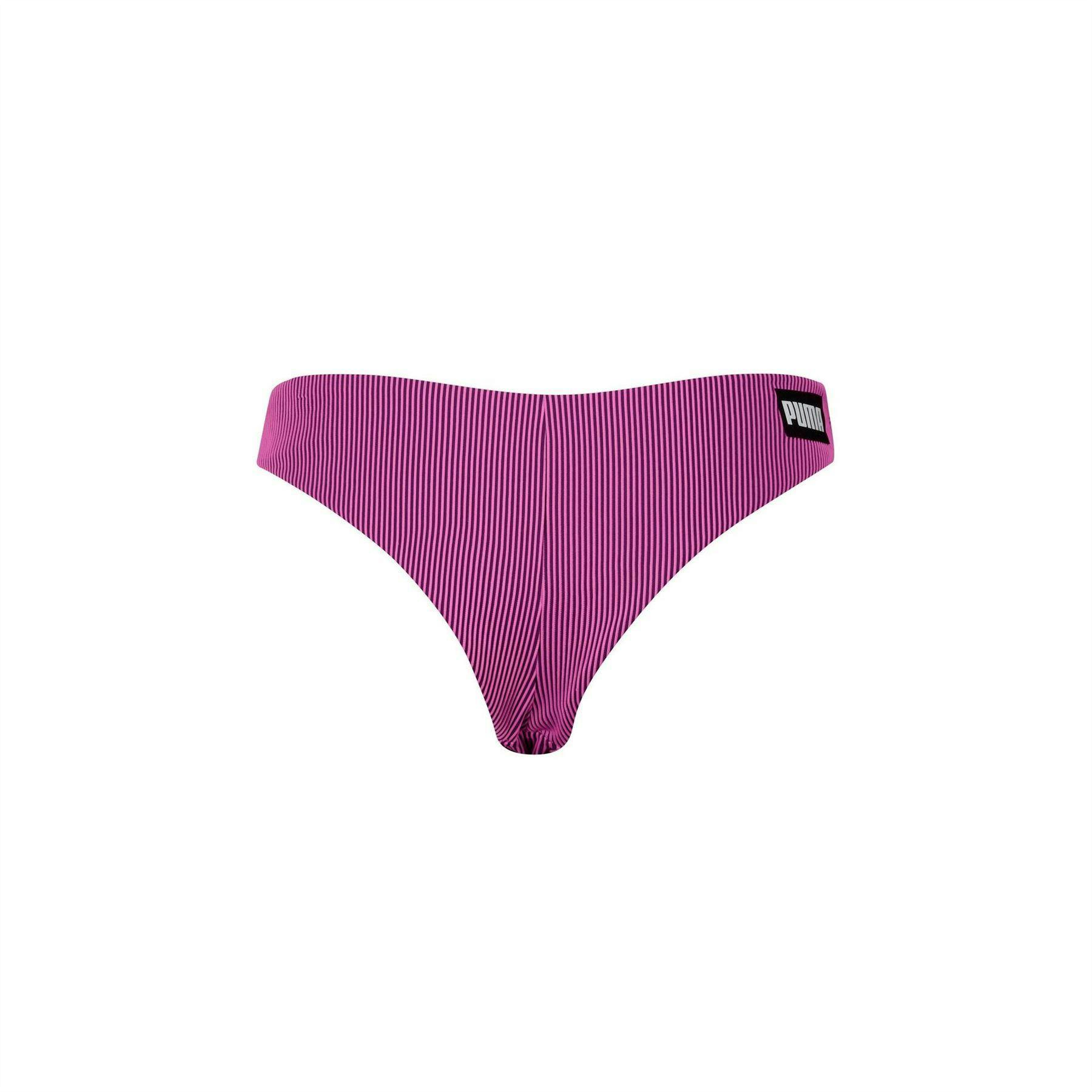 Puma Women's Pink Ribbed Bikini Bottoms - 16 Uk - 100% Mixed