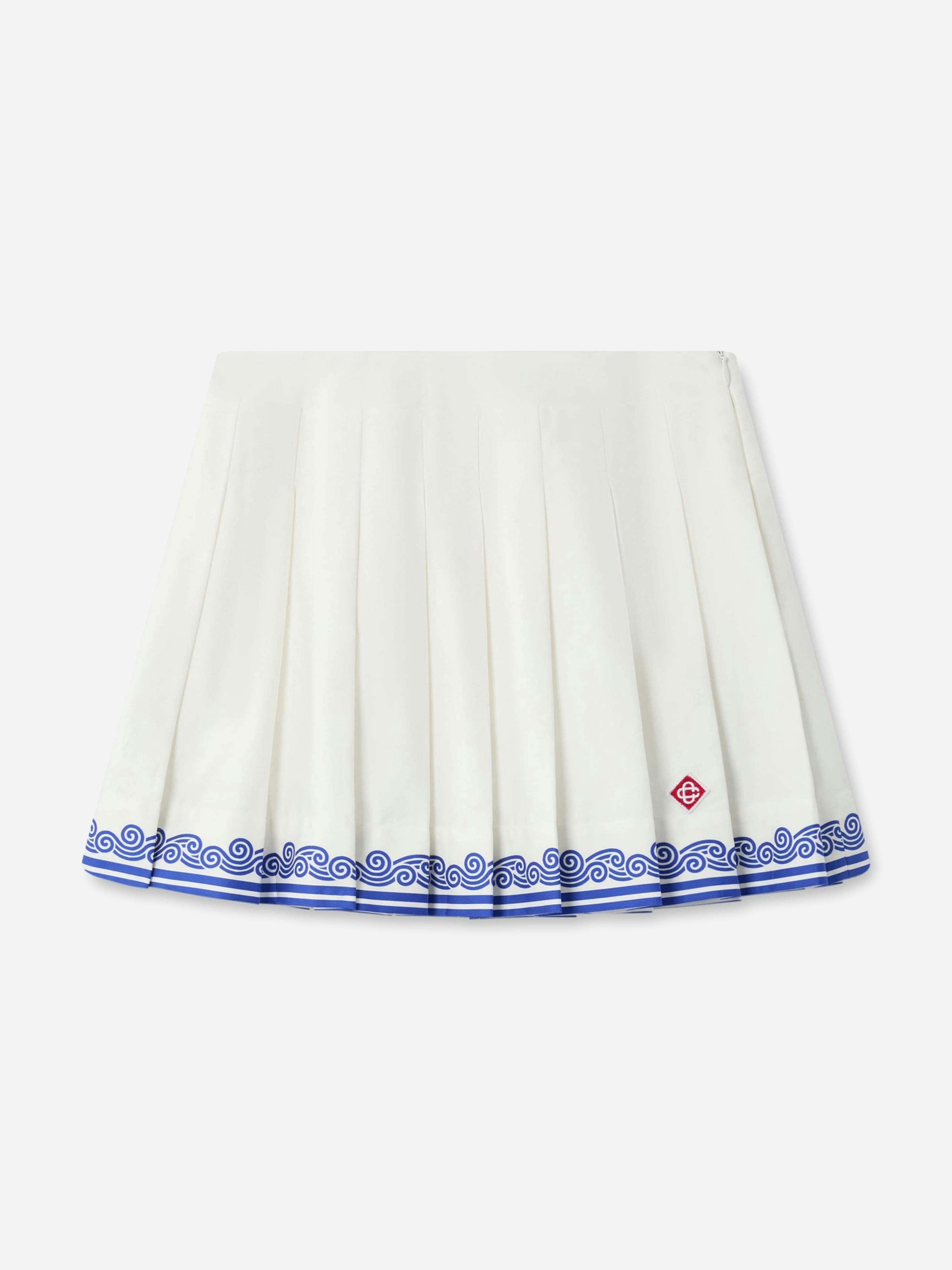 Casablanca Girls White Printed Cotton Pleated Skirt In - 3 - 4.5 Yrs
