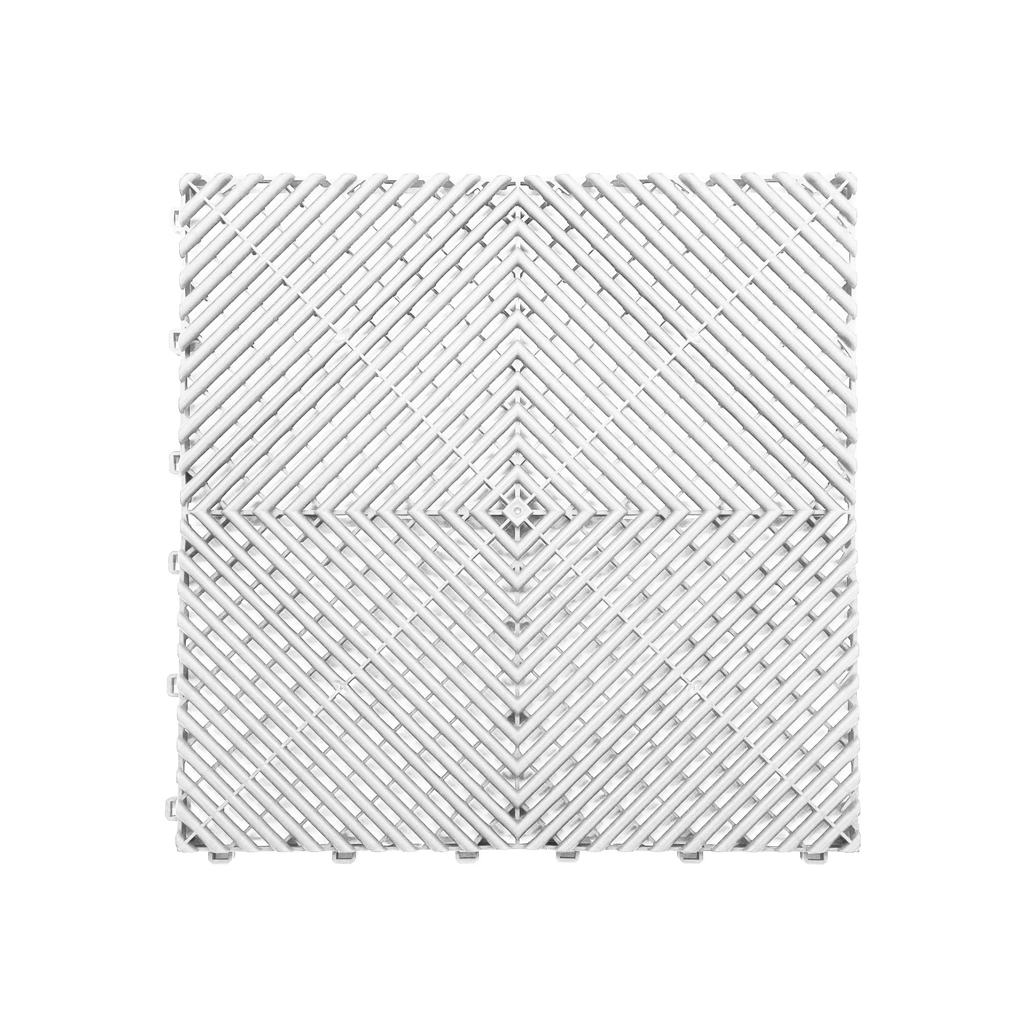 Rackhams White Modular Interlocking Ribbed Vented Garage Floor Tiles