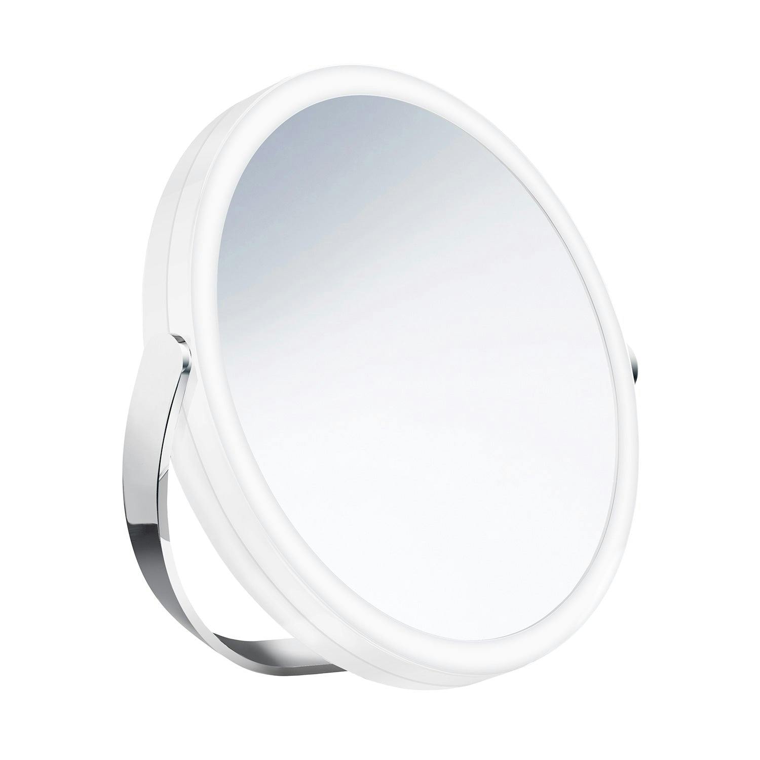 Smedbo Polished Chrome Double Sided Led Mirror - Freestanding With Swivel Stand 7X Magnification Rechargable Battery Bathroom Table Mirror