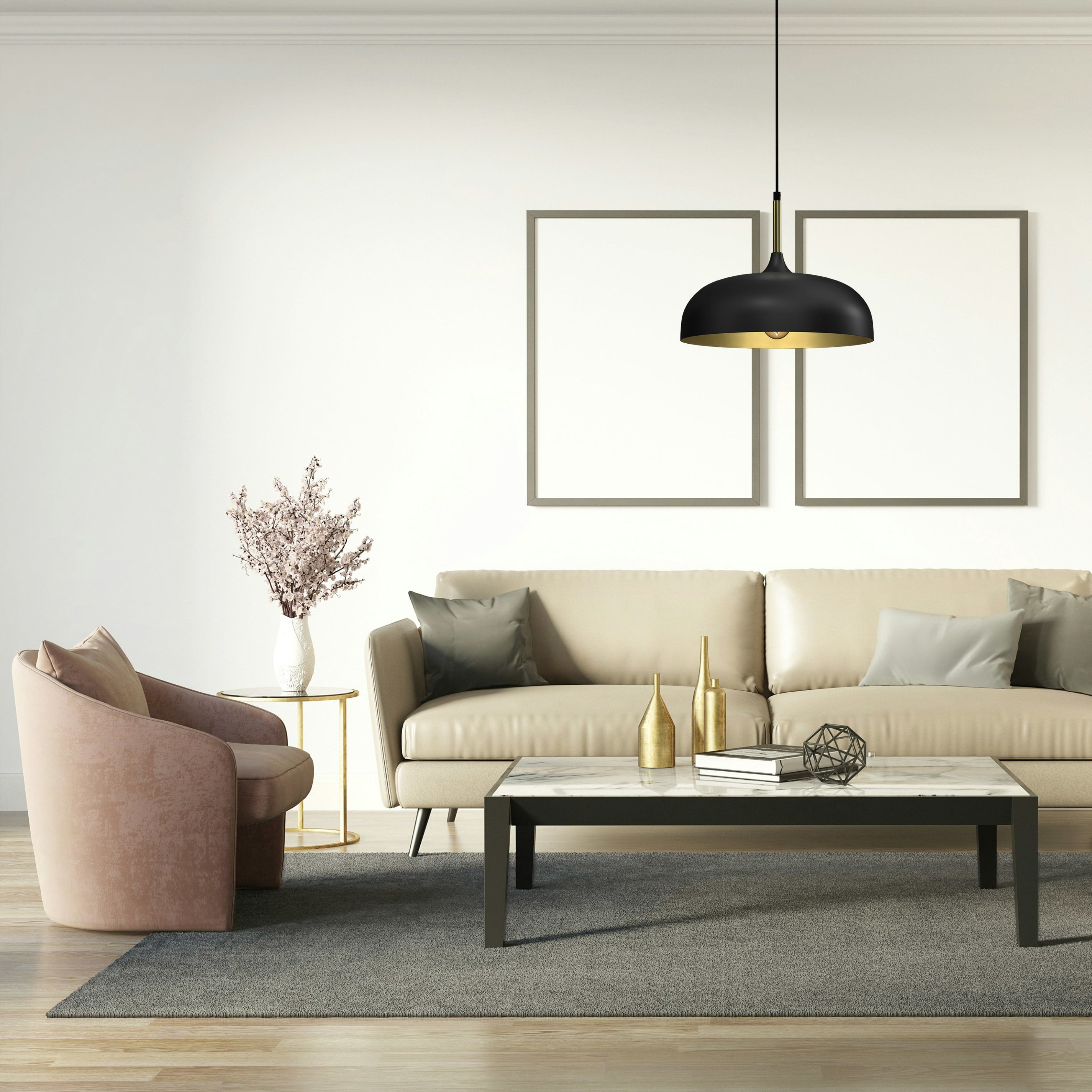 Milagro Black/Gold Pendant Lamp Lincoln 1Xe27 35Cm