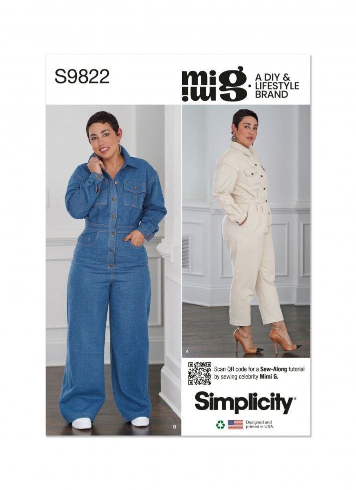 Simplicity Women's Sewing Pattern 9822, Jumpsuits For K5 (8-10-12-14-16) - Intermediate - Y5 (18-20-22-24-26)