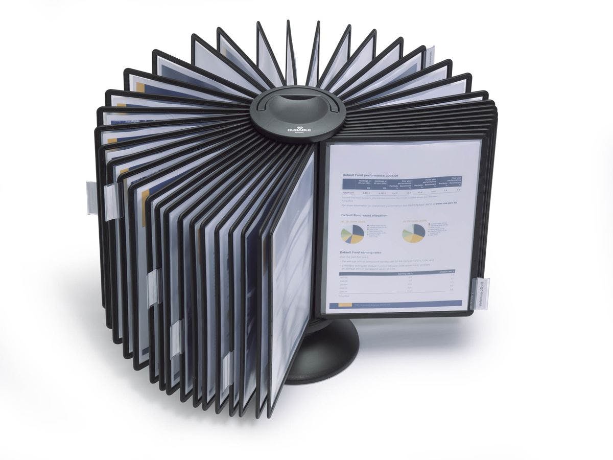 Rackhams Black Sherpa Carousel 360 Desk Display Panel Stand | 40 Panels | A4