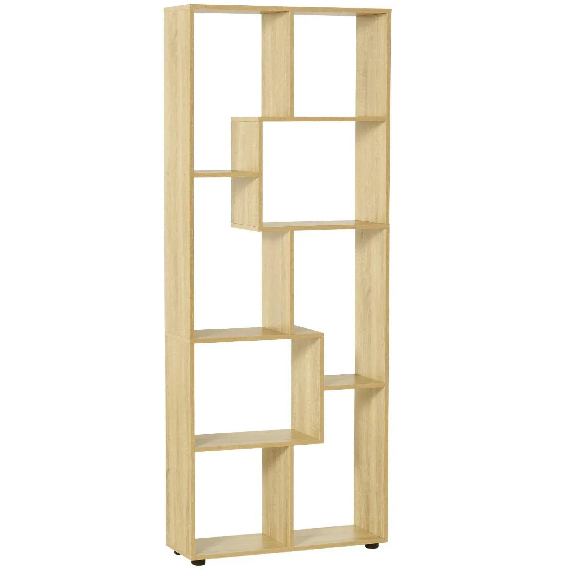 178cm 8-Shelf Bookcase with Melamine Surface Oak Tone Multipurpose 8-Grid - Image 7