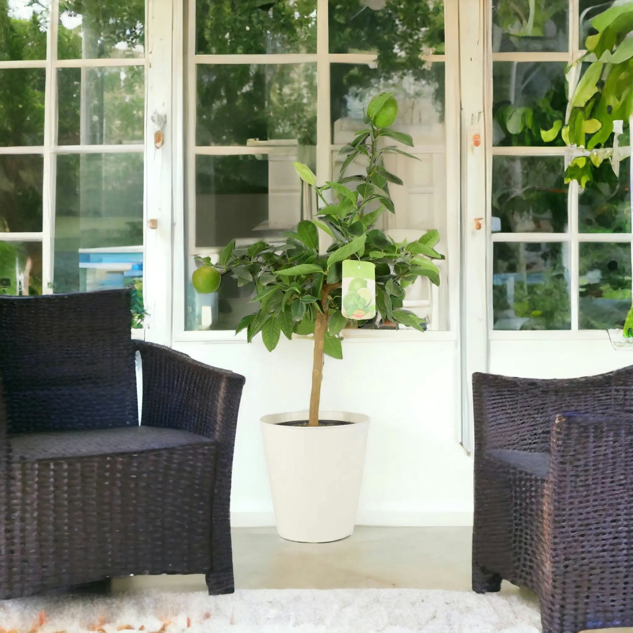Plants By Post Cream Citrus Lime Tree In Rustic Bucket - Hardy Fruit Tree For Homegrown Limes - Metal Vertical Line