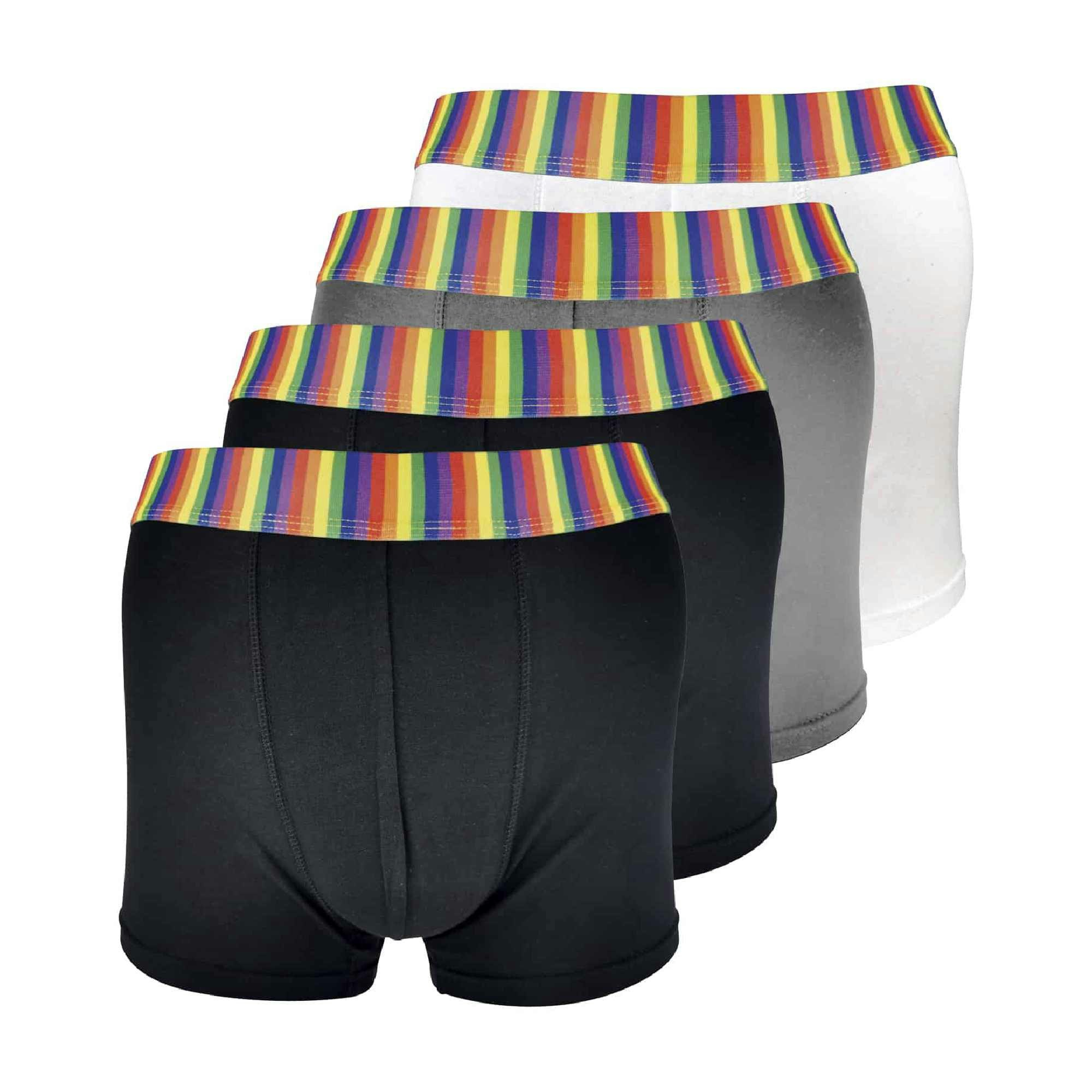 Sock Snob Men's 4 Pack Cotton Novelty Striped Rainbow Boxer Shorts Underwear - Rainbow - Large