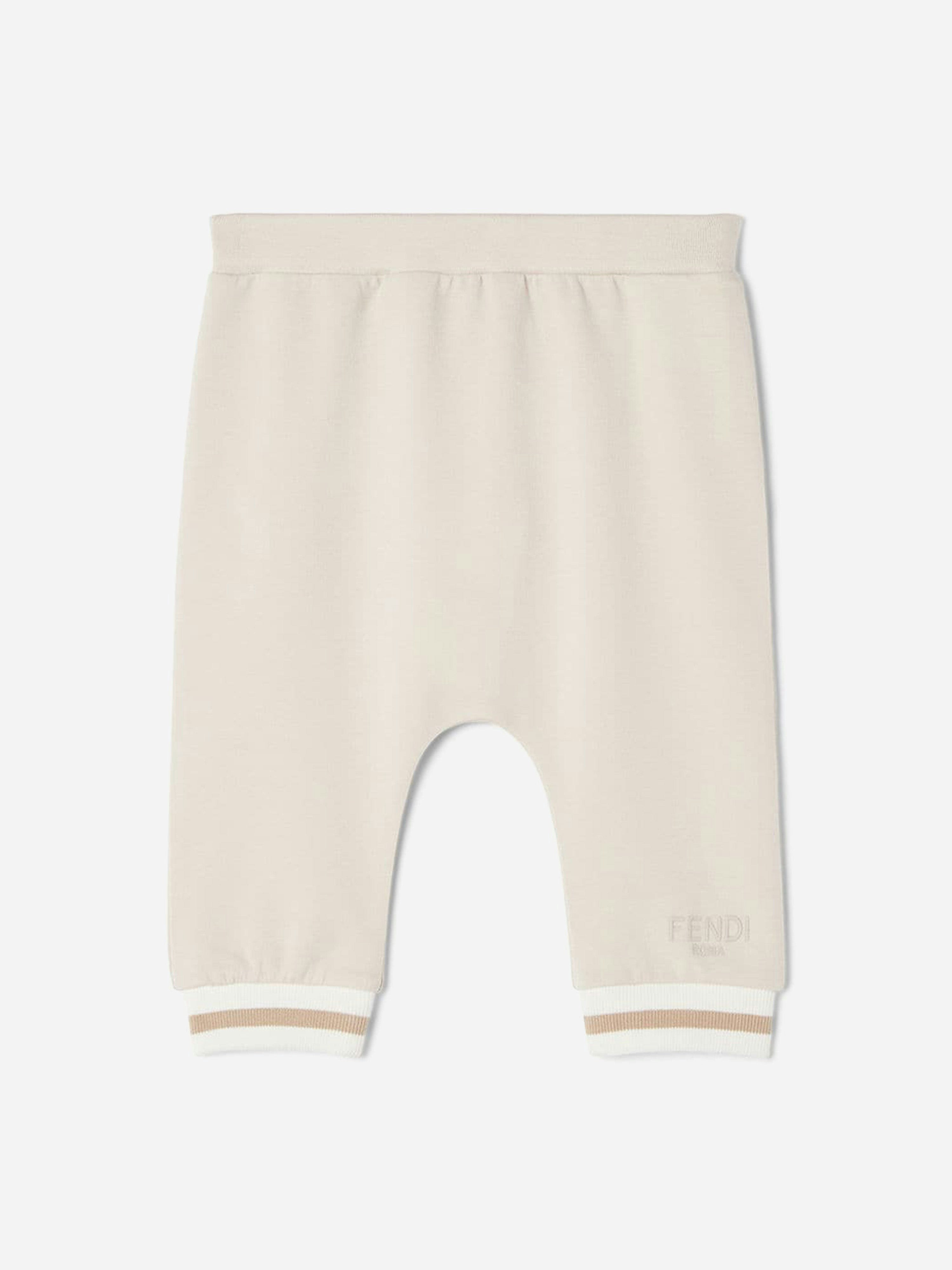 Fendi Kids Unisex Kids Beige Fendi Baby Logo Joggers In - 18 Mths