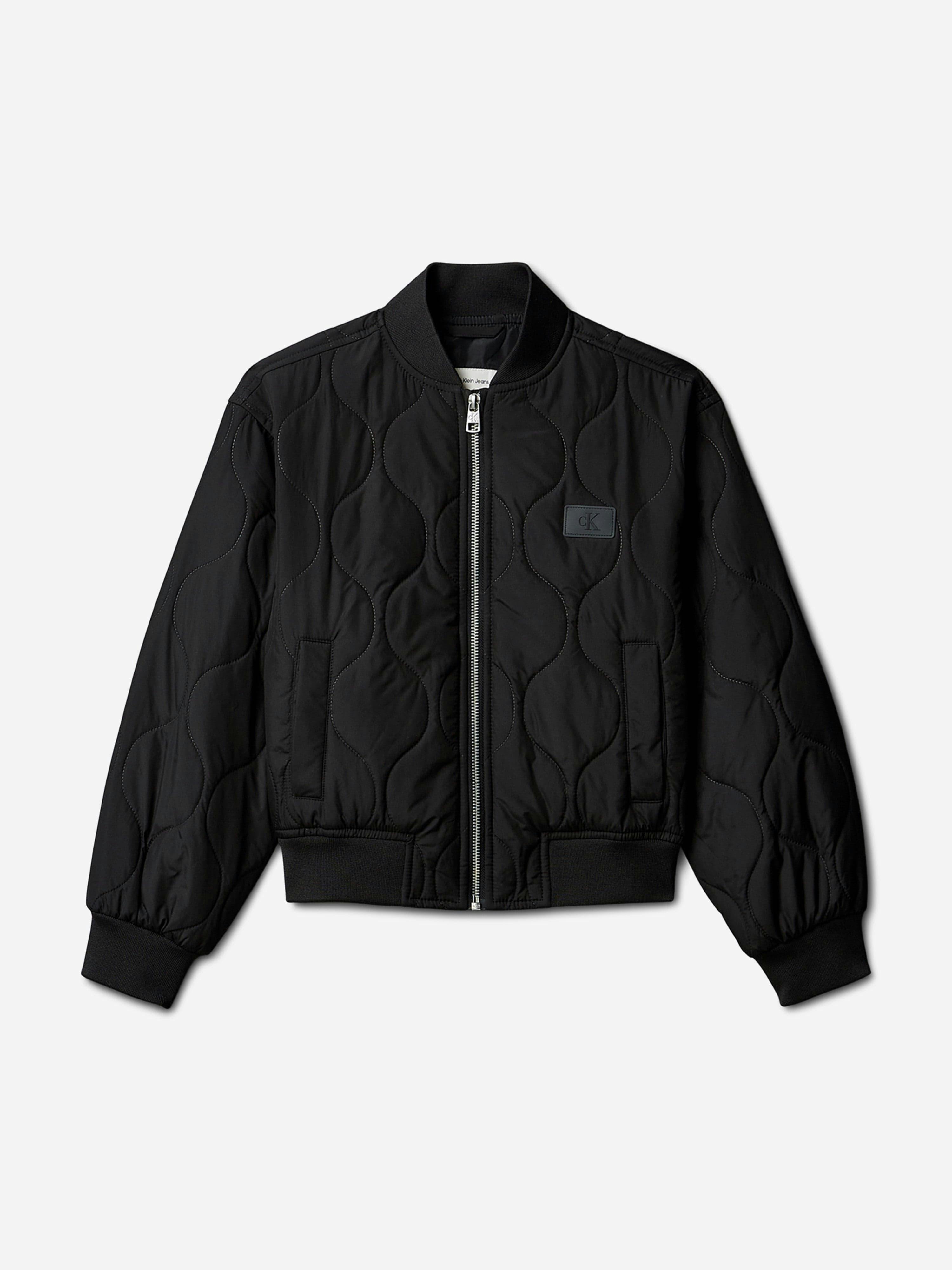 Calvin Klein Boys Black Quilted Bomber Jacket In - 10 Yrs