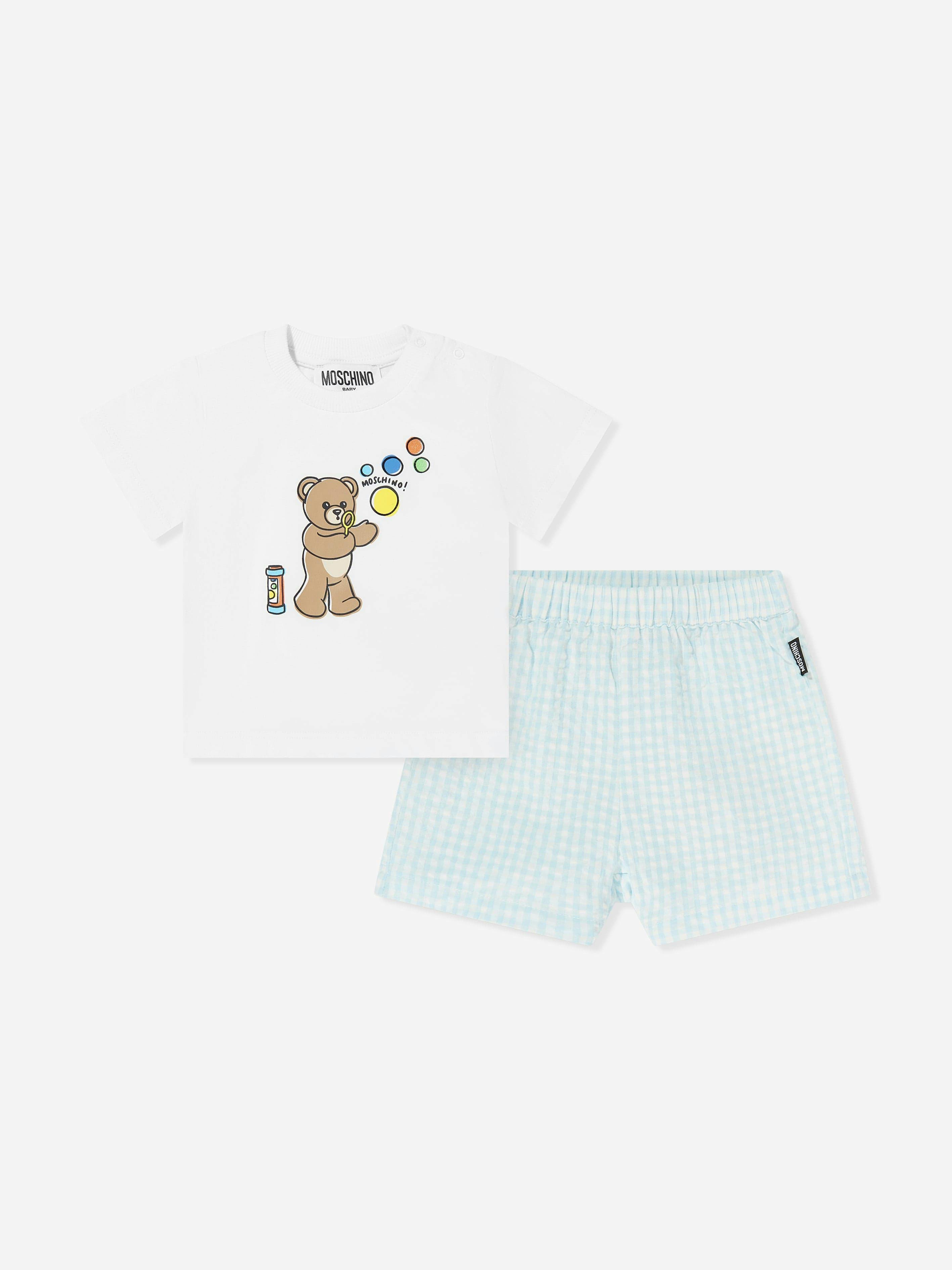 Moschino Kids Boys Blue Moschino Baby Teddy Bear Short Set In - 18 - 24 Mths