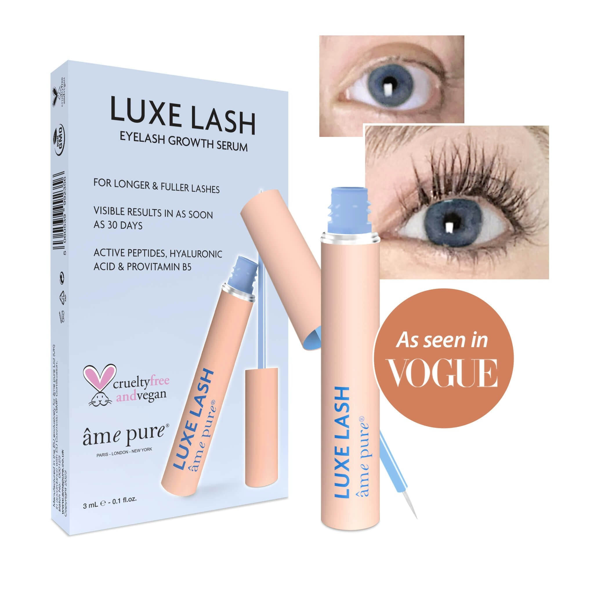 Âme Pure Luxe Lash - Eyelash Growth Serum For Longer, Thicker & Fuller Lashes - 1 Pcs.