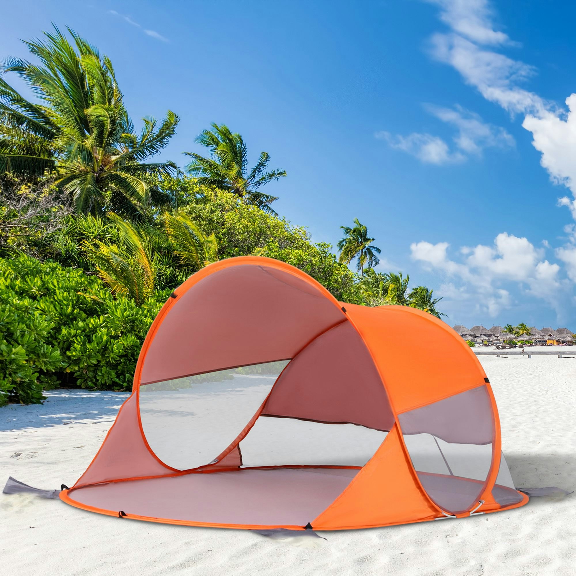 Outsunny Orange Portable Automatic Pop Up Beach Tent Outdoor Camp Shelter