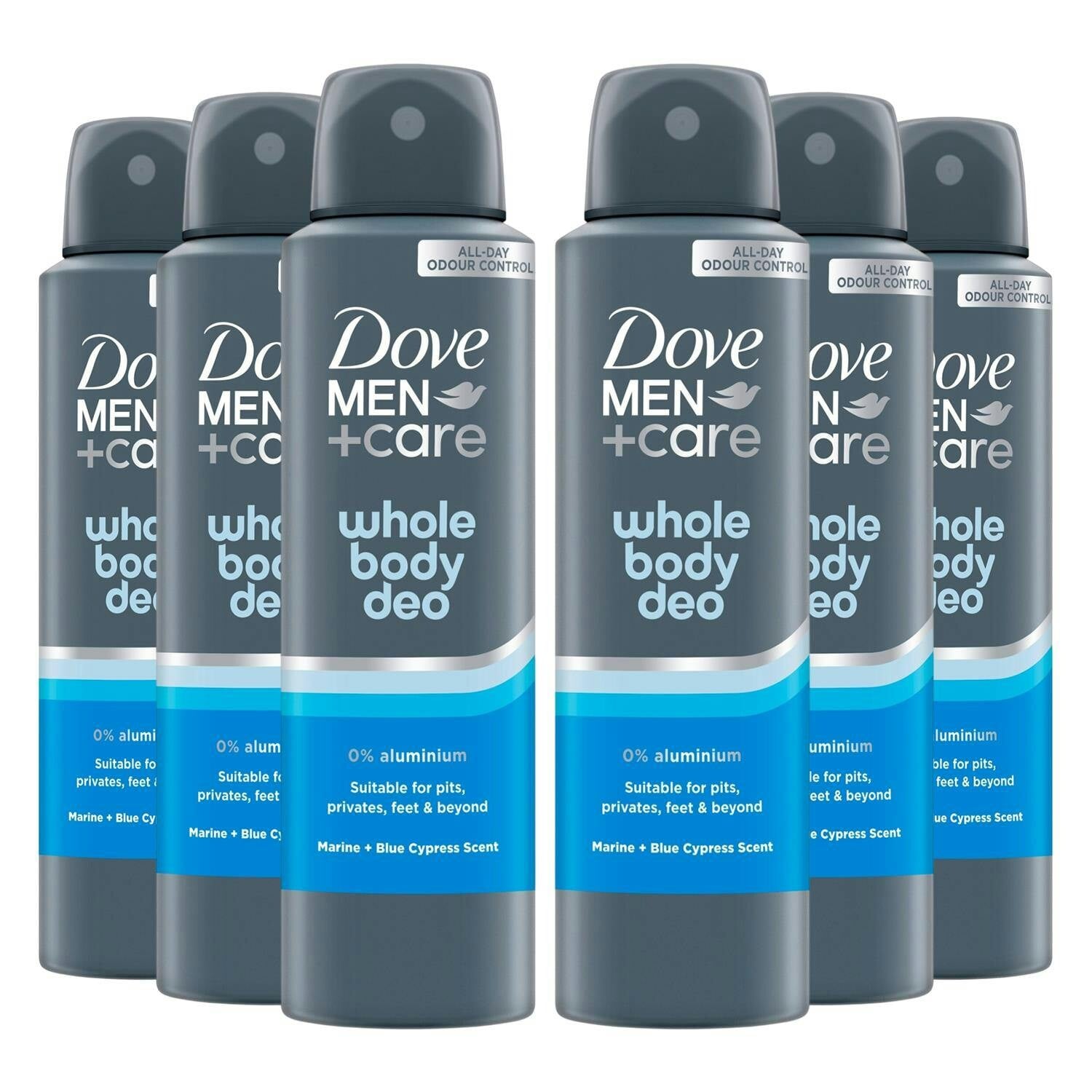 Dove Men's Multicolor +Care Whole Body 72H Deodorant Spray Marine&Blue Cypress 150Ml, 6Pk | Size: 150Ml - Image 4