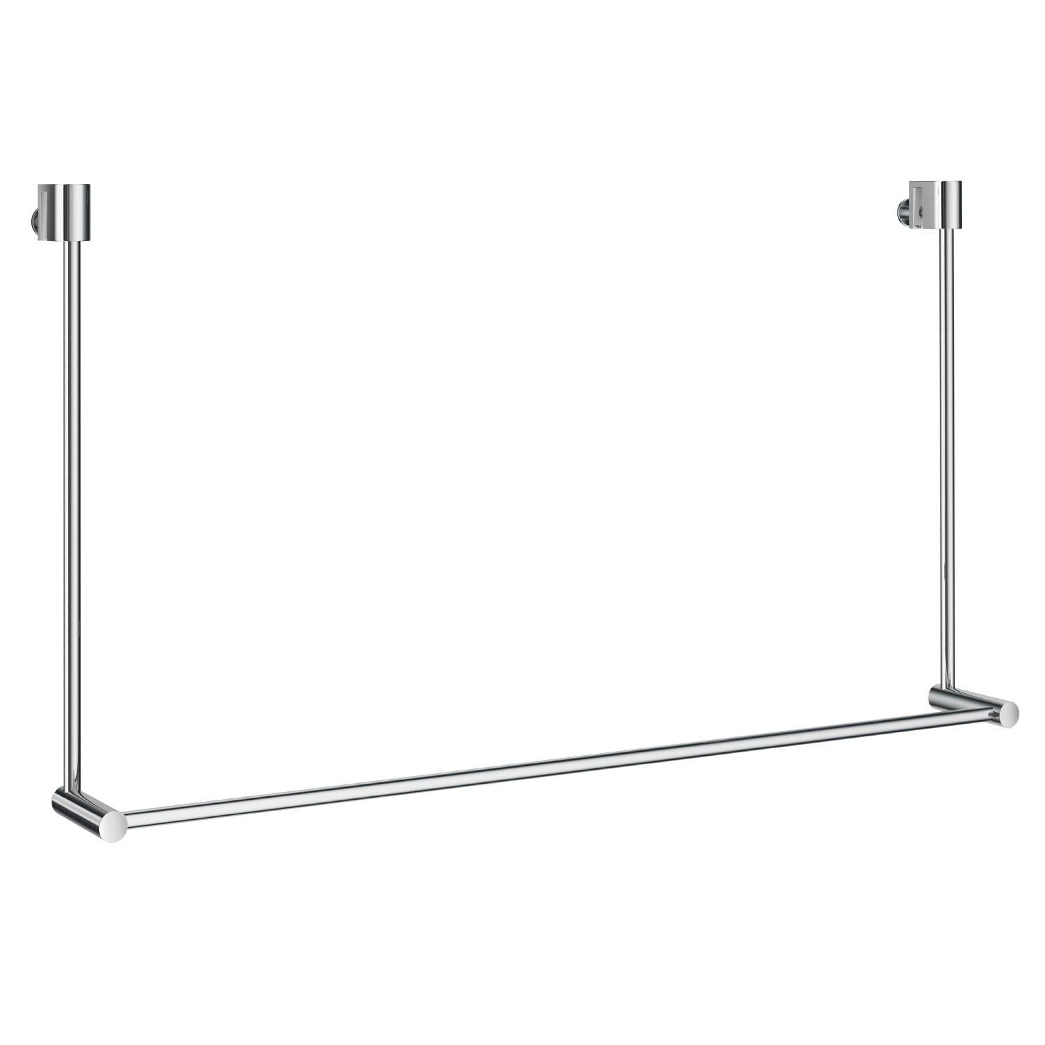 Smedbo Polished Chrome Single Towel Rail 60Cm/23.6" Bathroom Towel Holder For Mounting To Glass Shower Panels 5 - 10Mm Wide