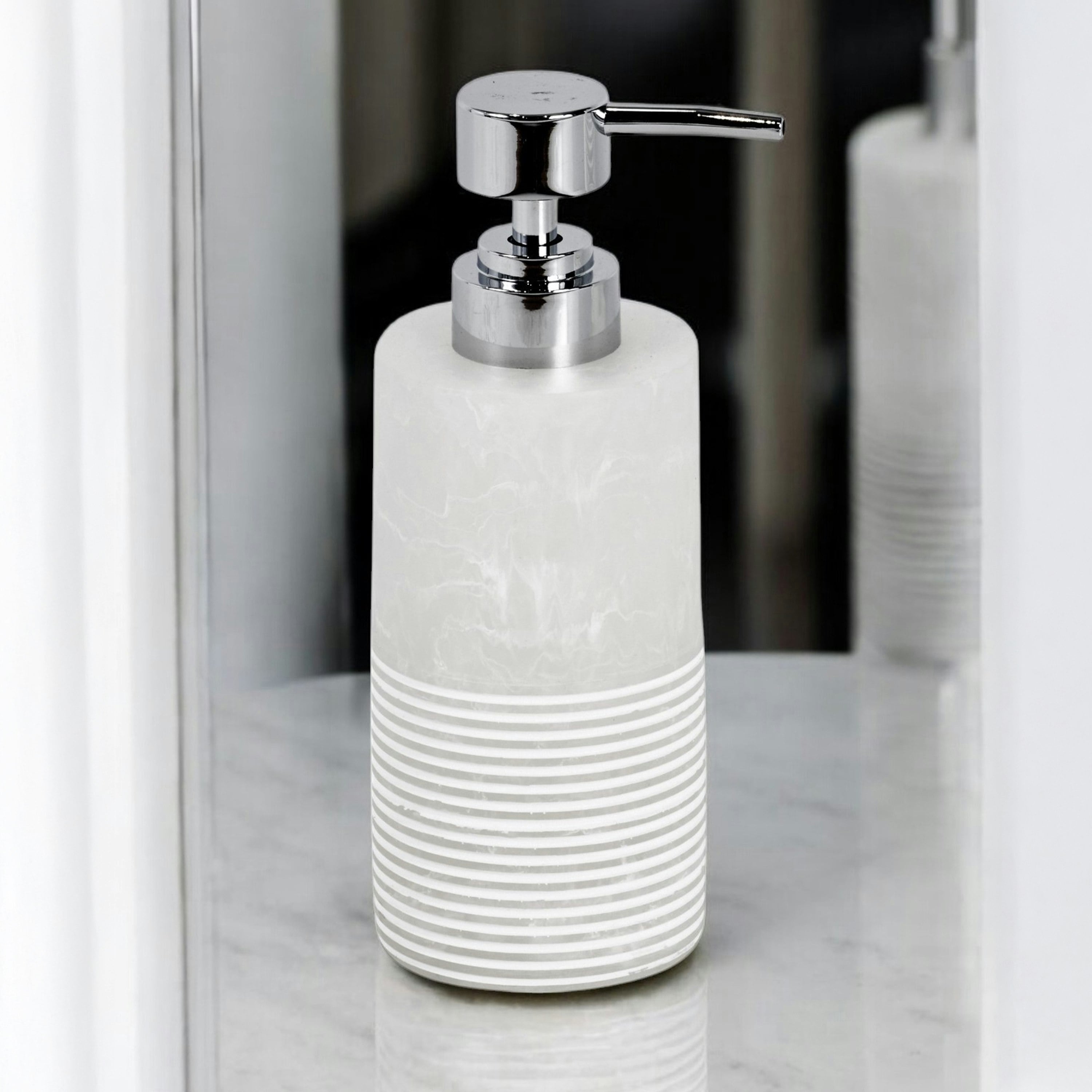 Rackhams Onyx/White Bianco Frost Striped Liquid Soap Dispenser