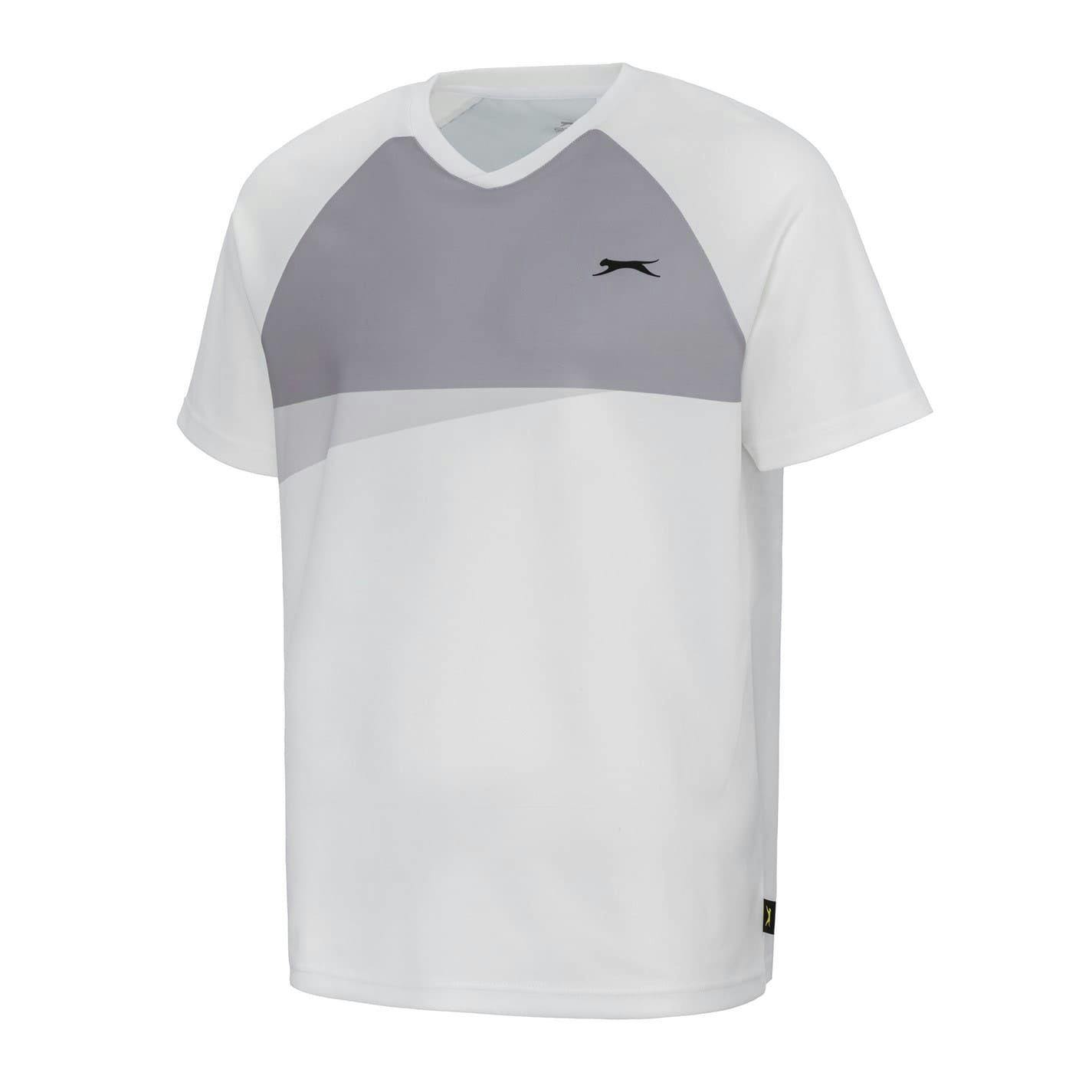 Slazenger Men's White/Grey Colour Block Logo Tennis T-Shirt - Xs - 100% Polyester