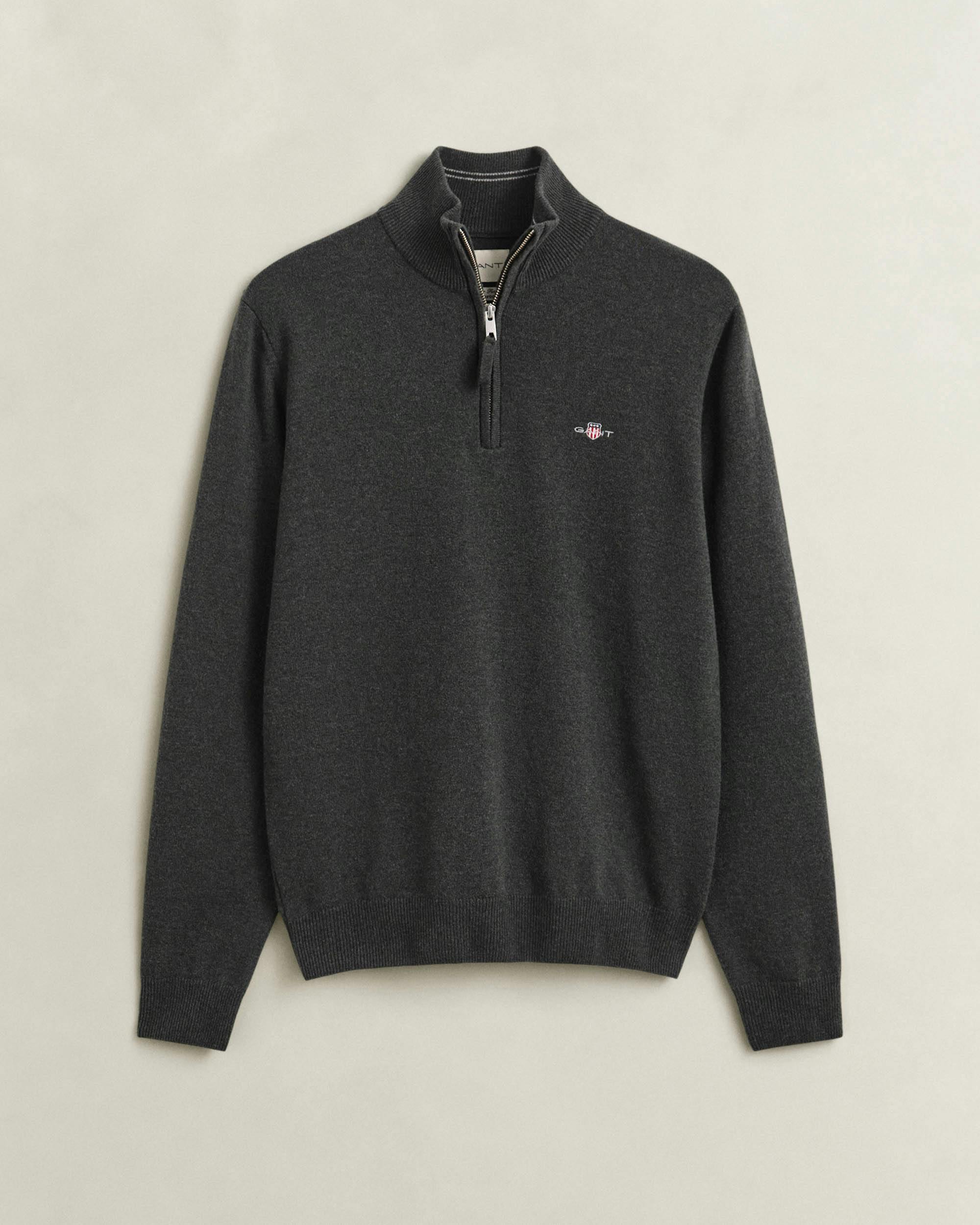 Gant Men's Black Superfine Lambswool Half Zip Dark Moss Green - Size 40 - Image 5