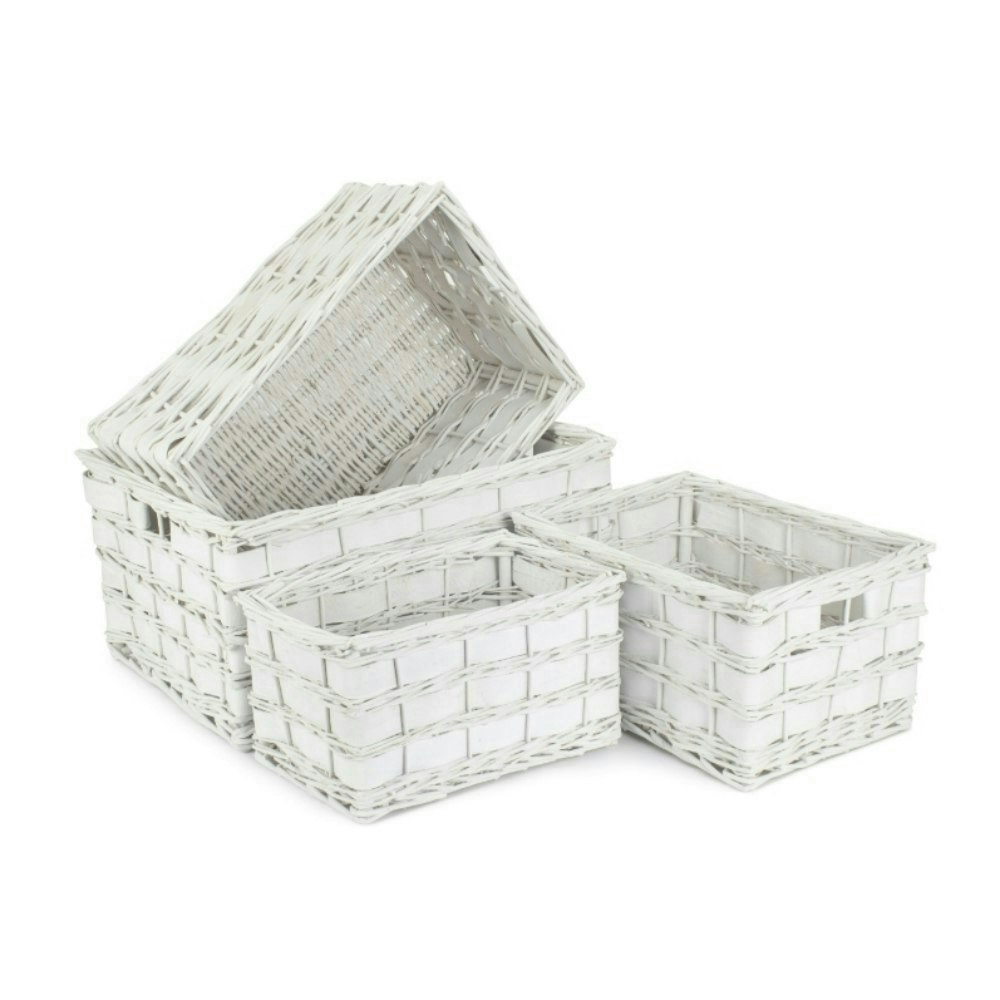 Rackhams White Unlined Scandi Storage Basket - Set Of 4