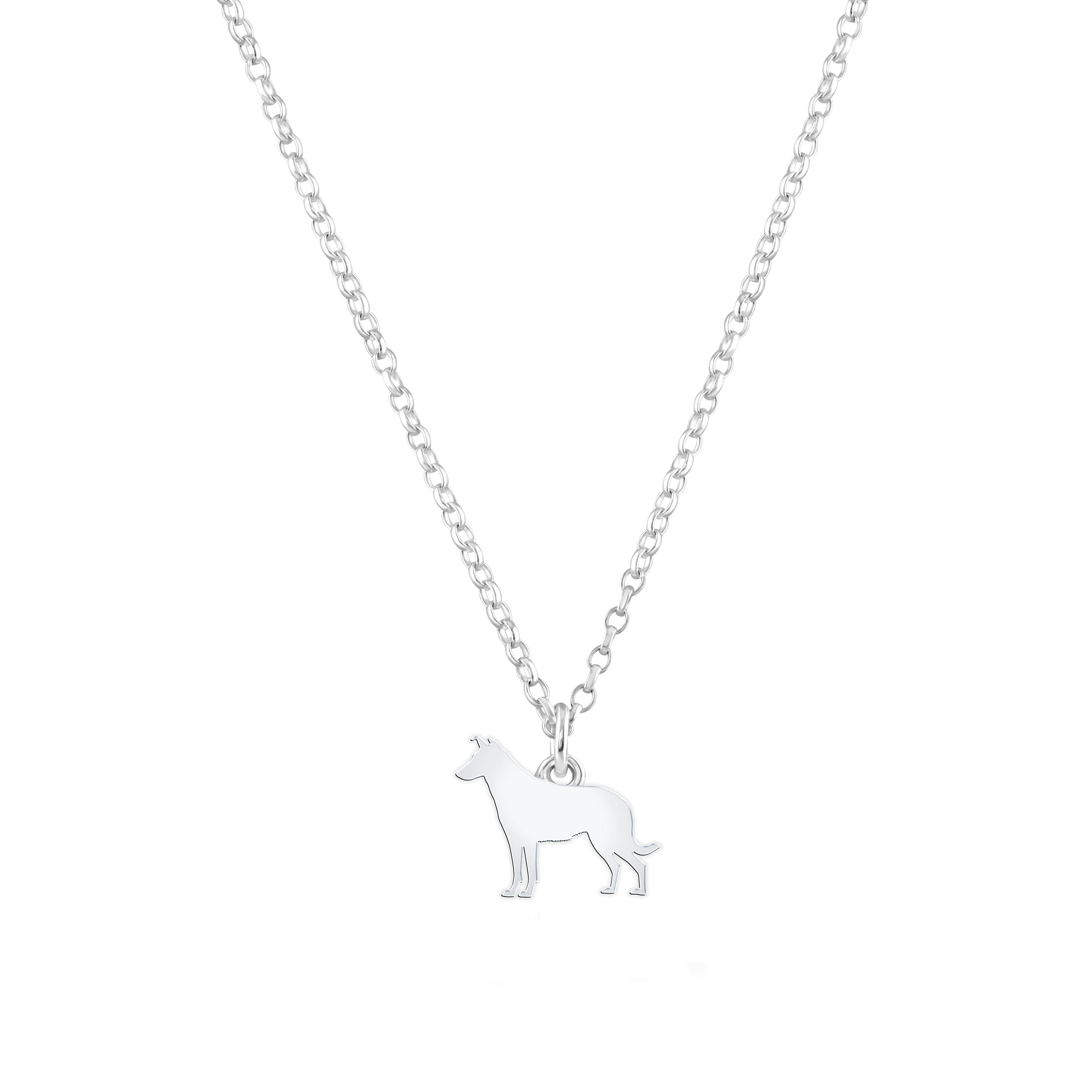 Mylee London Silver Smooth Collie Silhouette Necklace - Personalised - No