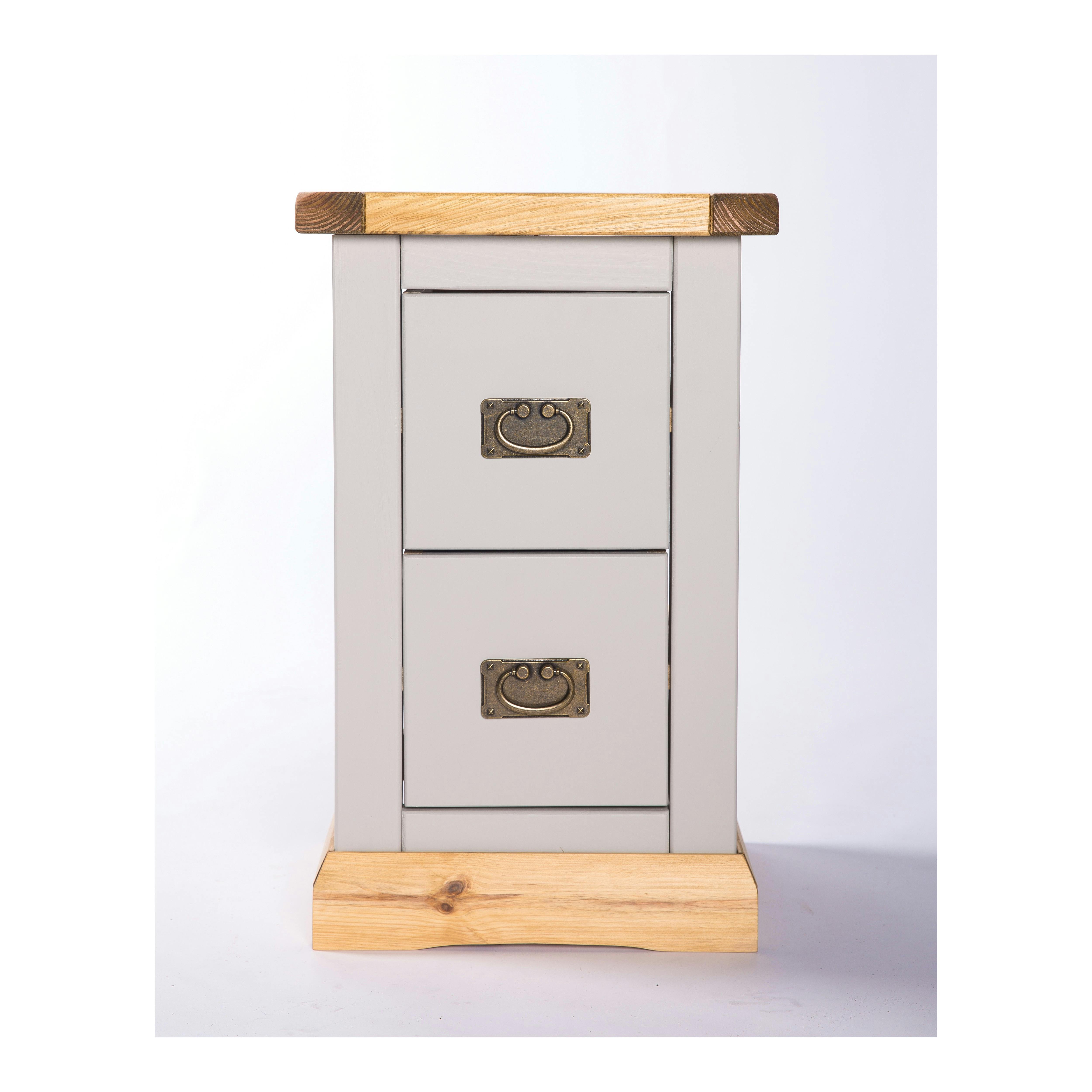 Cabinet Bits Light/Grey Bomporto 2 Drawer Petite Bedside Table
