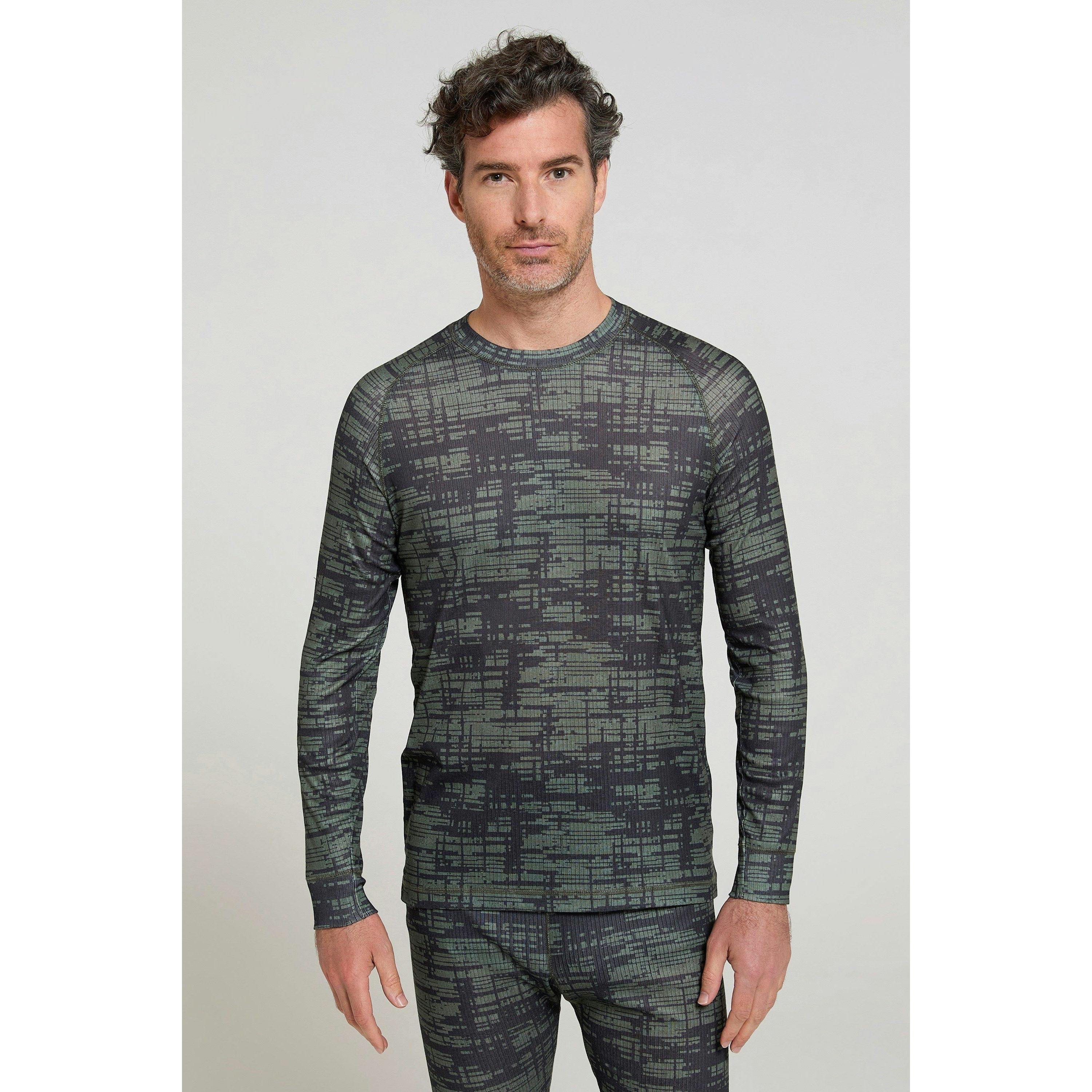 Mountain Warehouse Men's Green Talus Camouflage Thermal Top - Khaki - Xxl - Khaki - 100% Polyester