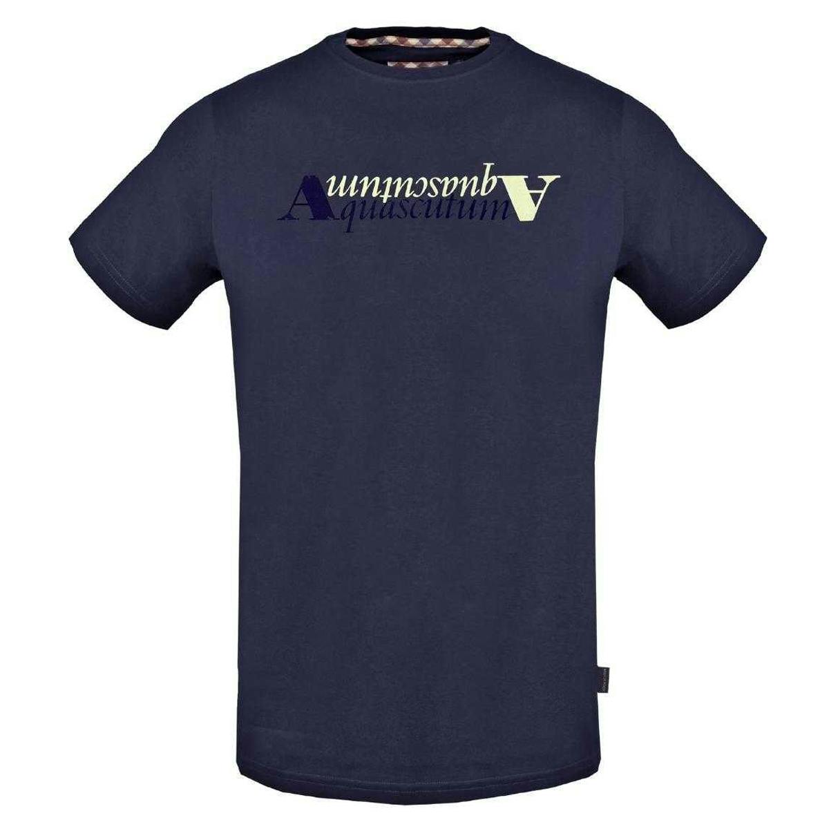 Aquascutum Men's Blue Reflection Logo T-Shirt - Navy - S - Navy - 95% Cotton/5% Elastane