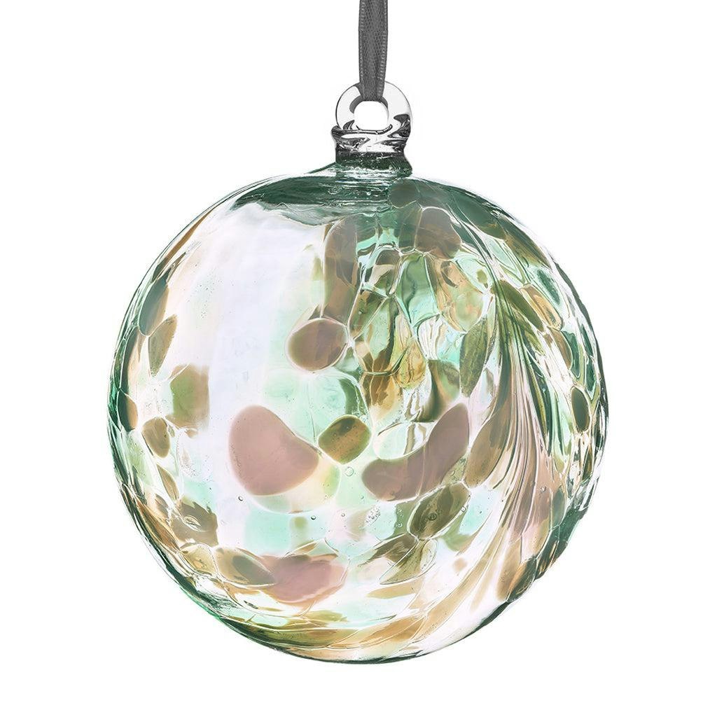 Sienna Glass Green 10Cm Friendship Ball - Feather Design