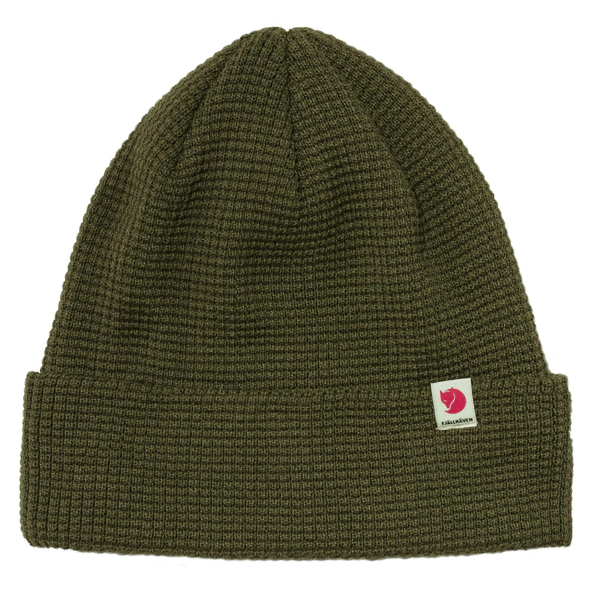 Fjallraven Tab Beanie in Tan, Recycled Polyester Fold-Up Knit Hat for Outdoor and Everyday Wear - Image 2