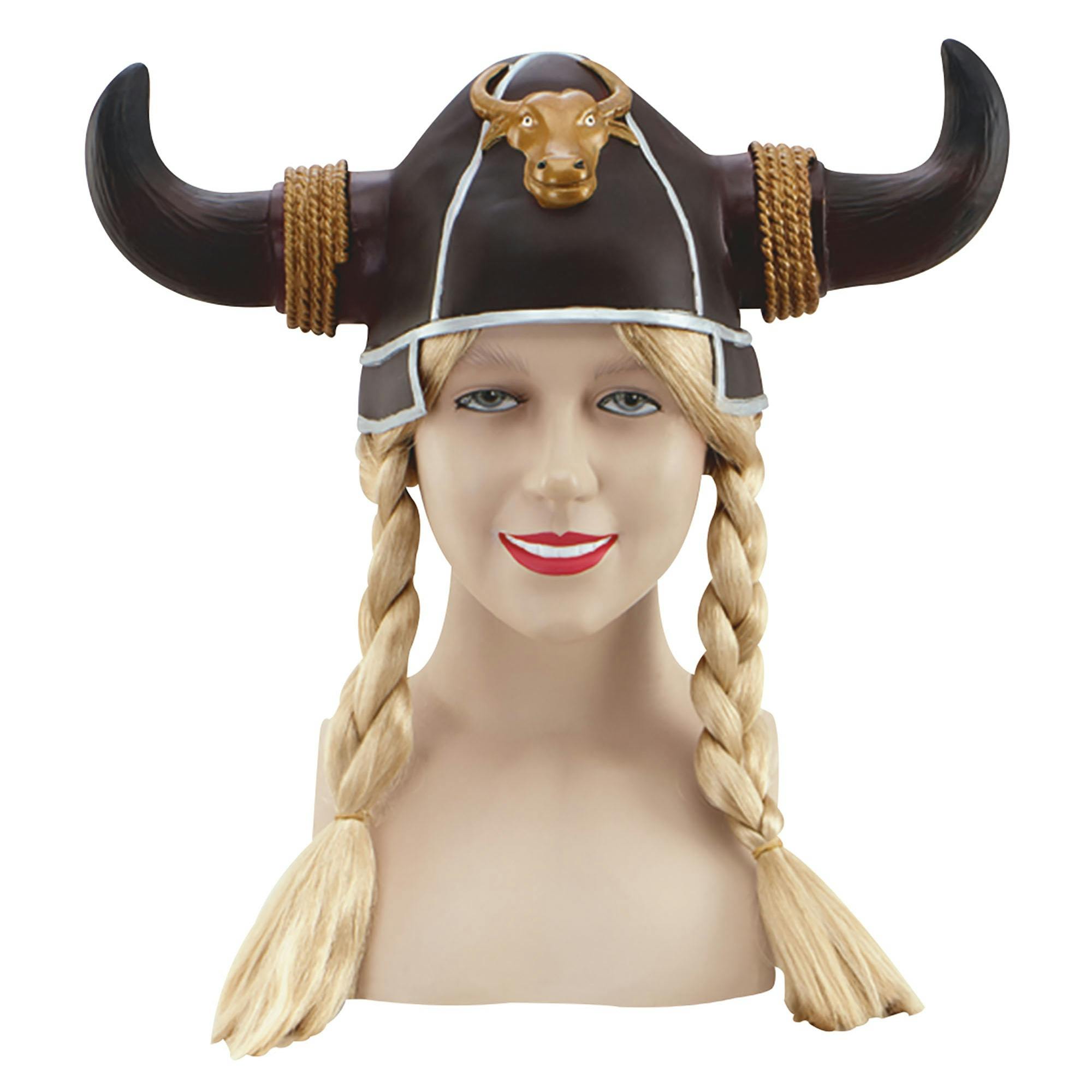 Bristol Novelty Women's Brown/Gold/Silver / Viking Helmet With Plaits - One Size