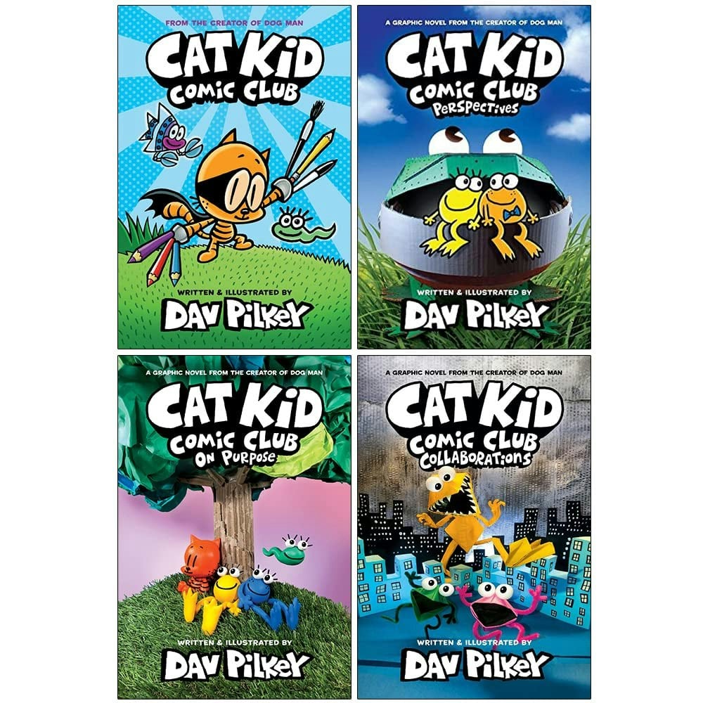 Scholastic Cat Kid Comic Club Collection 4 Books: Cat Kid Comic Club, On Purpose, Perspective, Collaborations