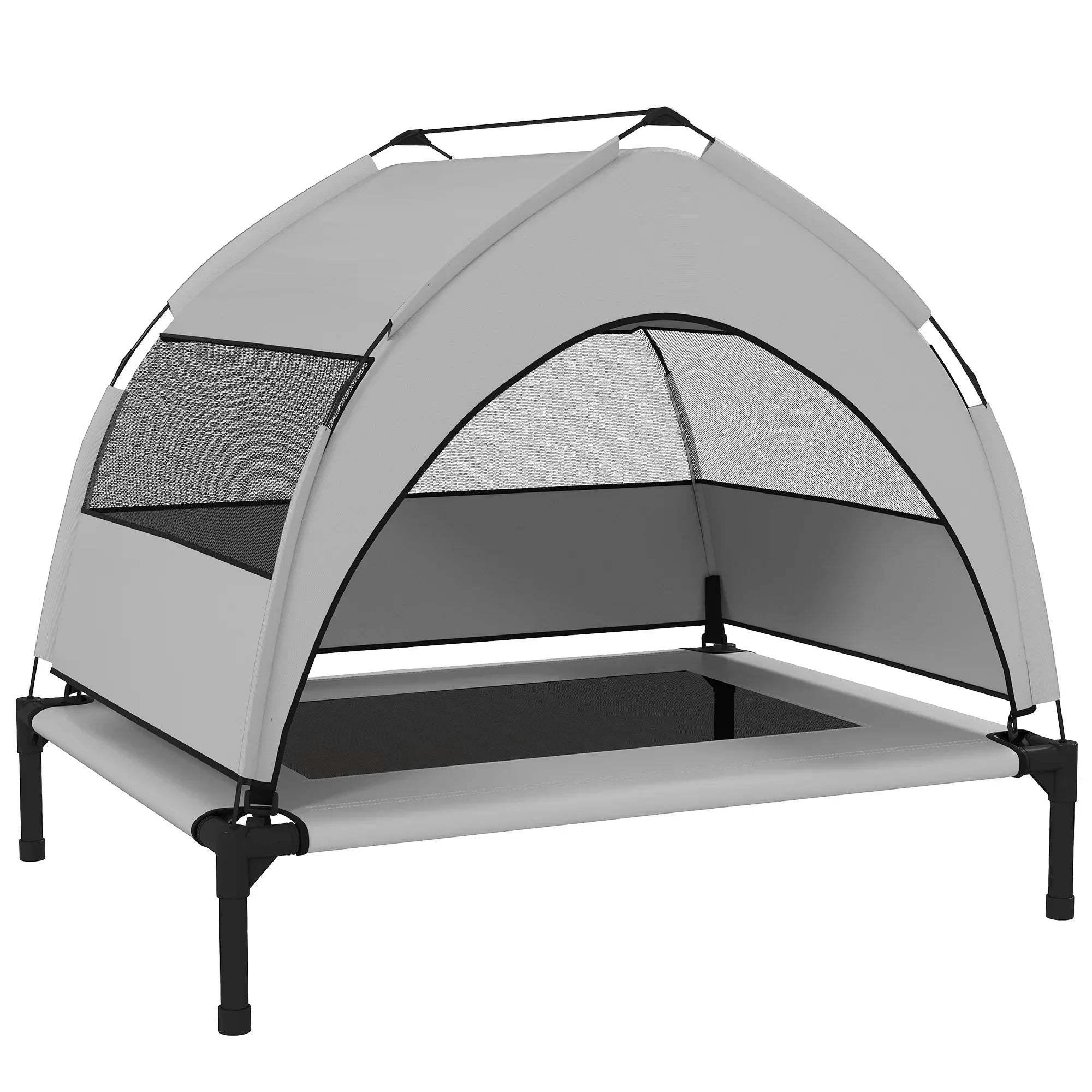 Bobobiy Light/Grey Portable Elevated Dog Bed With Removable Canopy, Cooling Raised Pet Cot For Small Medium Dogs, 76 X 61 X 60 Cm - Image 3