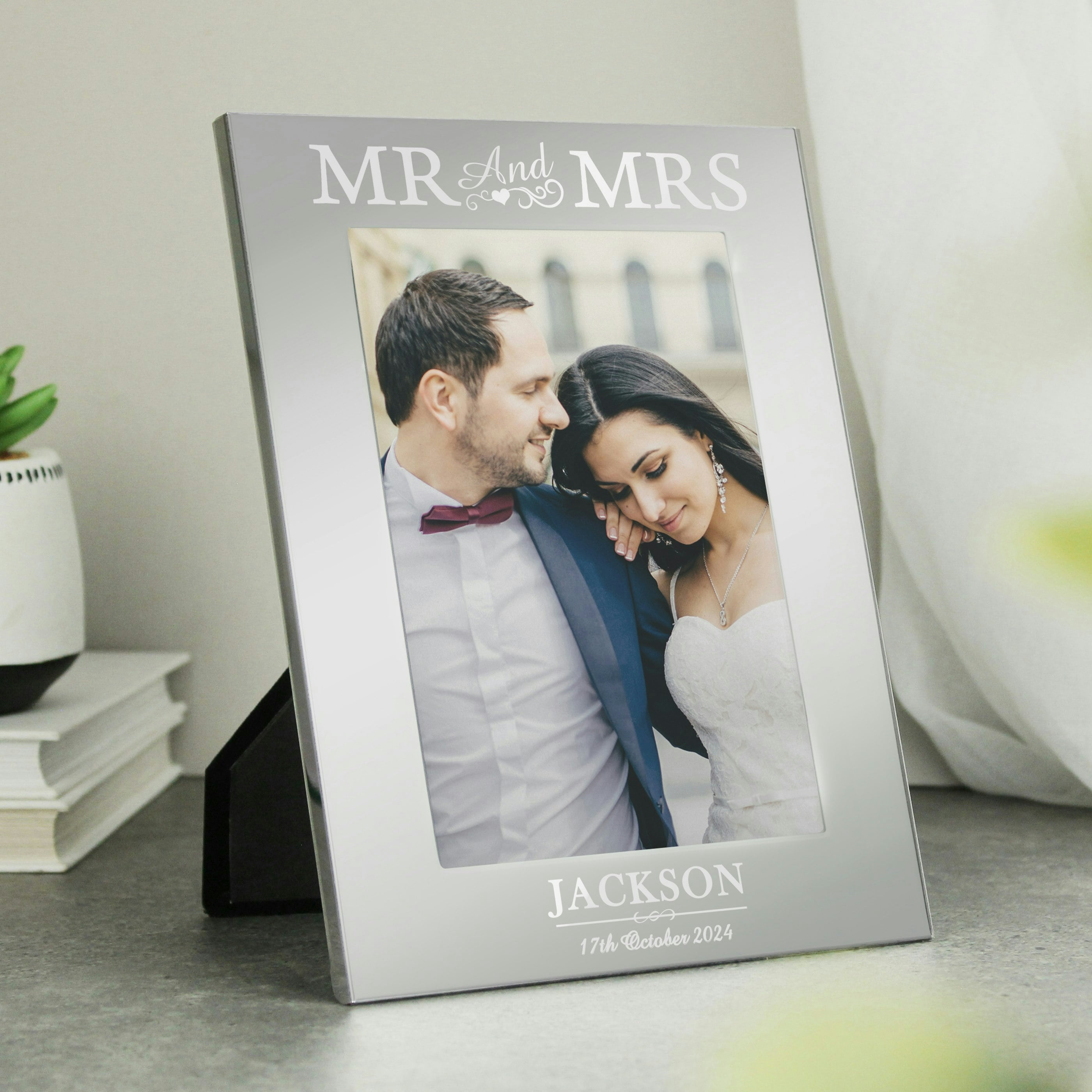 Rackhams Silver Personalised Mr & Mrs 6X4 Photo Frame