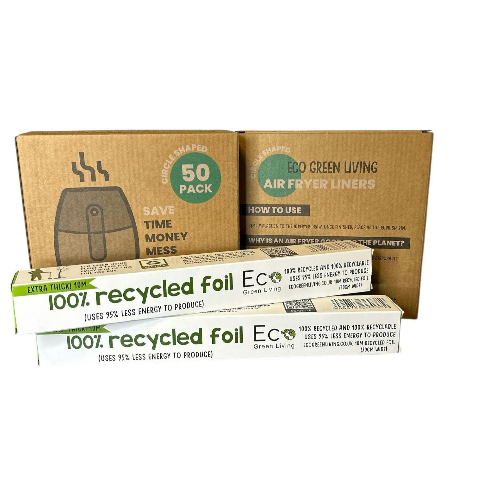 Rackhams Green Foil X 2, 10M X 30Cm Air Fryer Liners 2X50 Papers, Suitable For All Air Fryers.