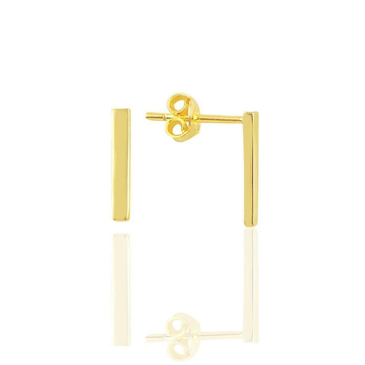 Spero London Silver/Gold Bar Stud Plain Earrings Sterling